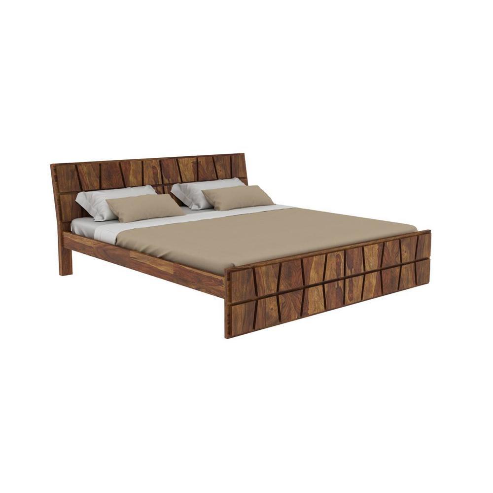 Antilles Solid Wood King Size Non Storage Bed In Brown Finish