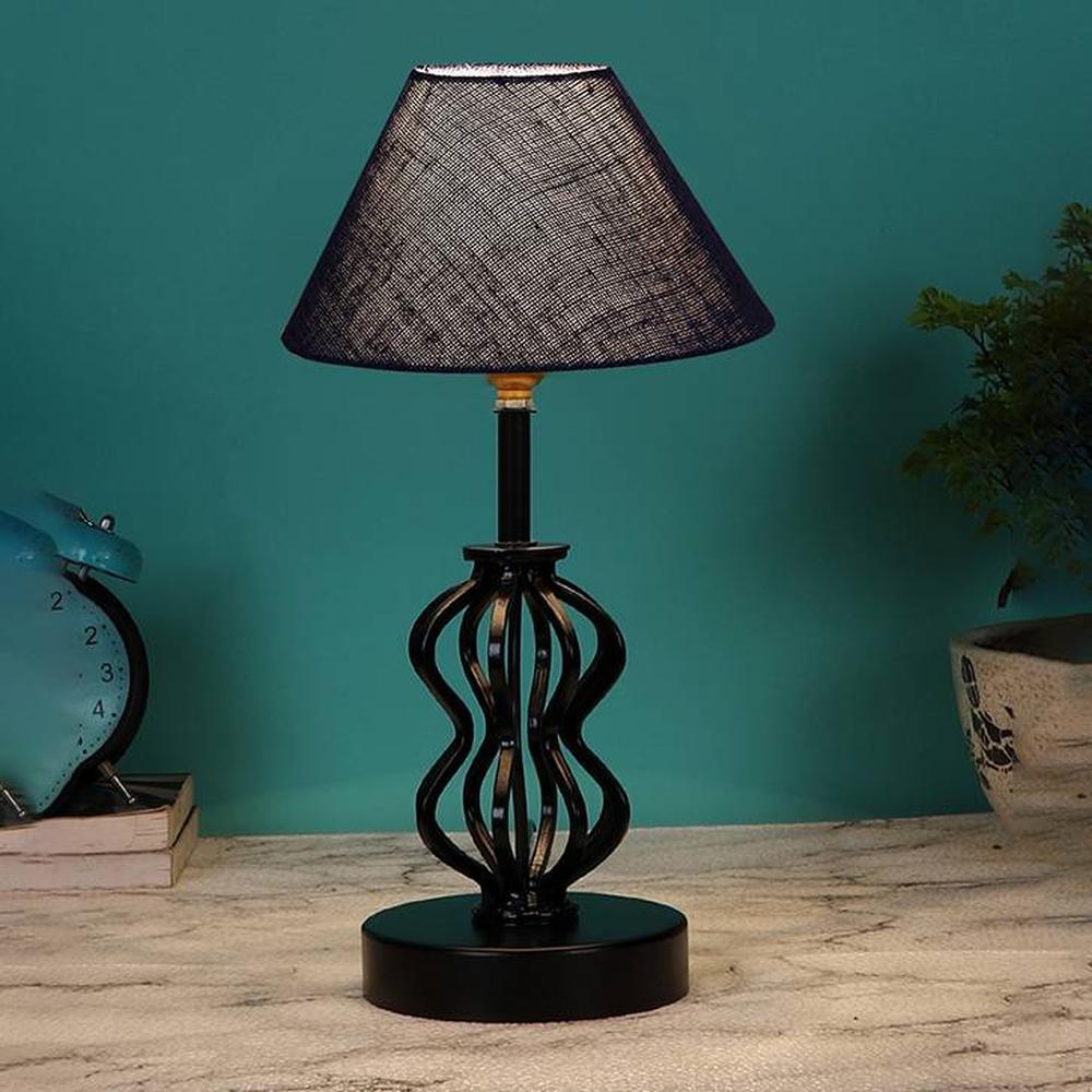 Tatum Blue Jute Table lamp with Iron Base