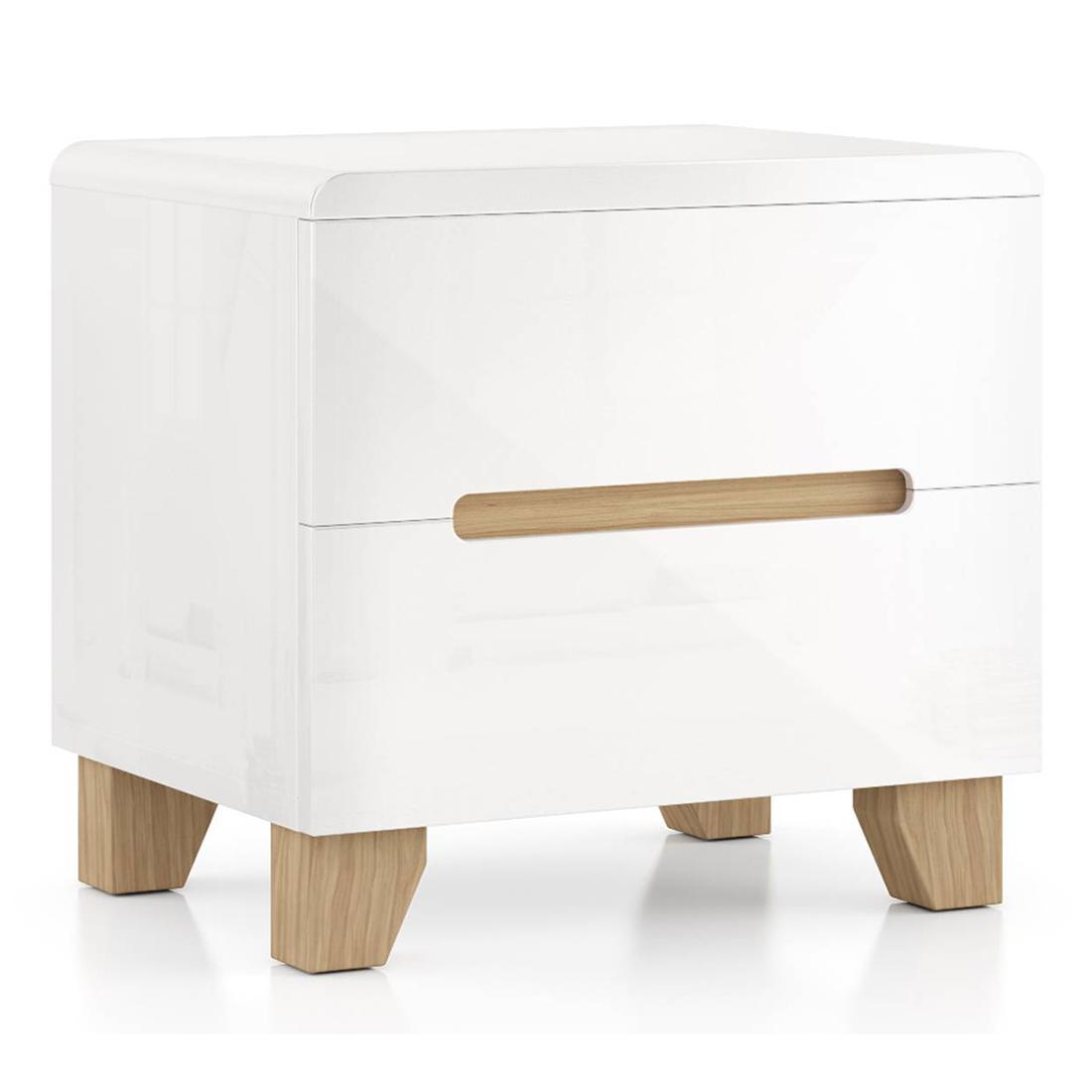 Oslo Engineered Wood Bedside Table in White Finish