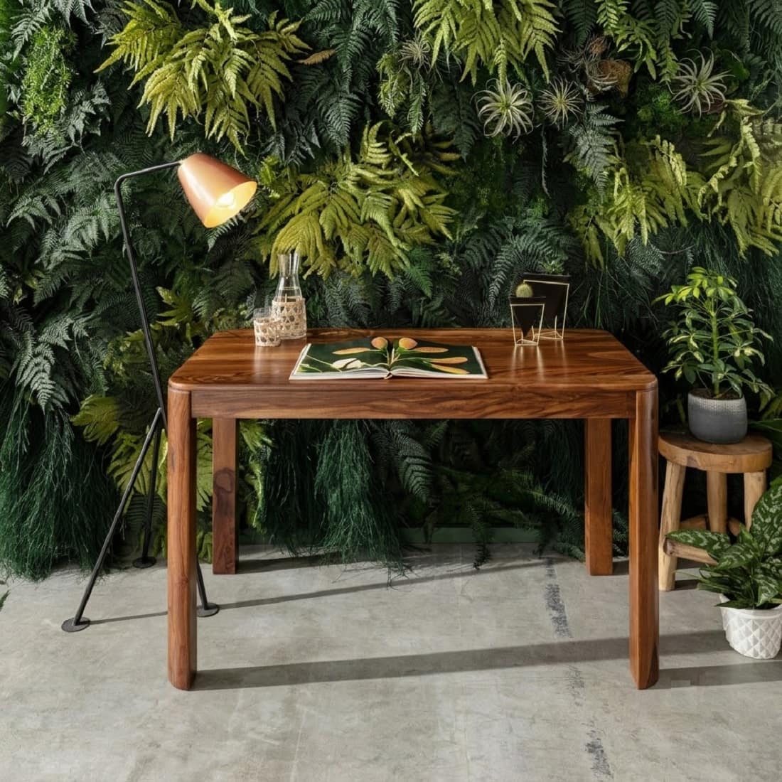 Nima Solid Sheesham Wood 4 Seater Dining Table In Provincial Teak Finish - Demiwall