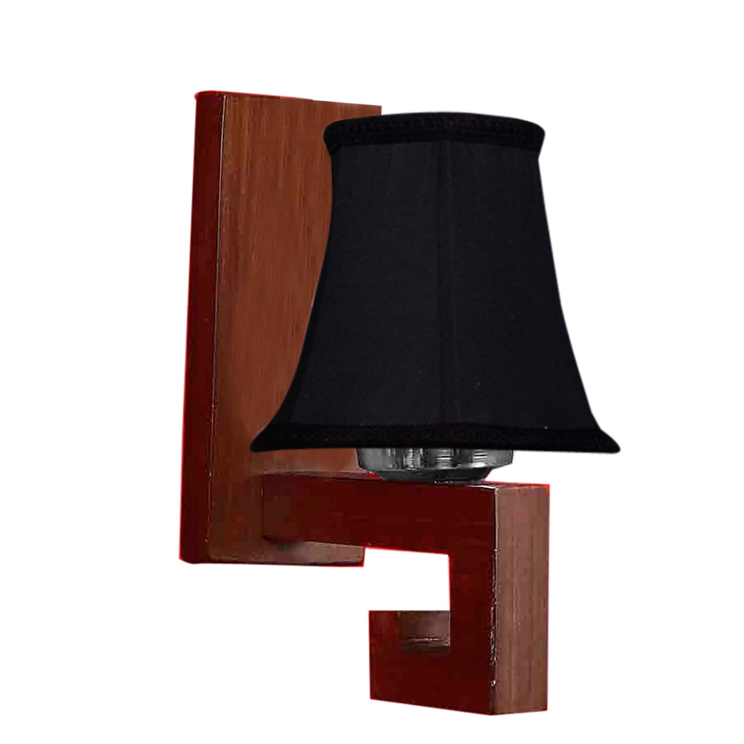 Devansh Wood Wall Mounted Lamp With Black Cotton Shade