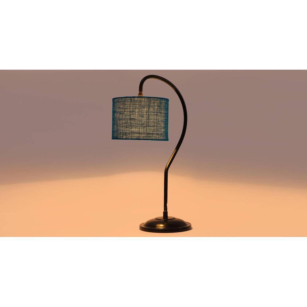Turquoise Blue Jute Curvy Table Lamp with Iron base(SP44)