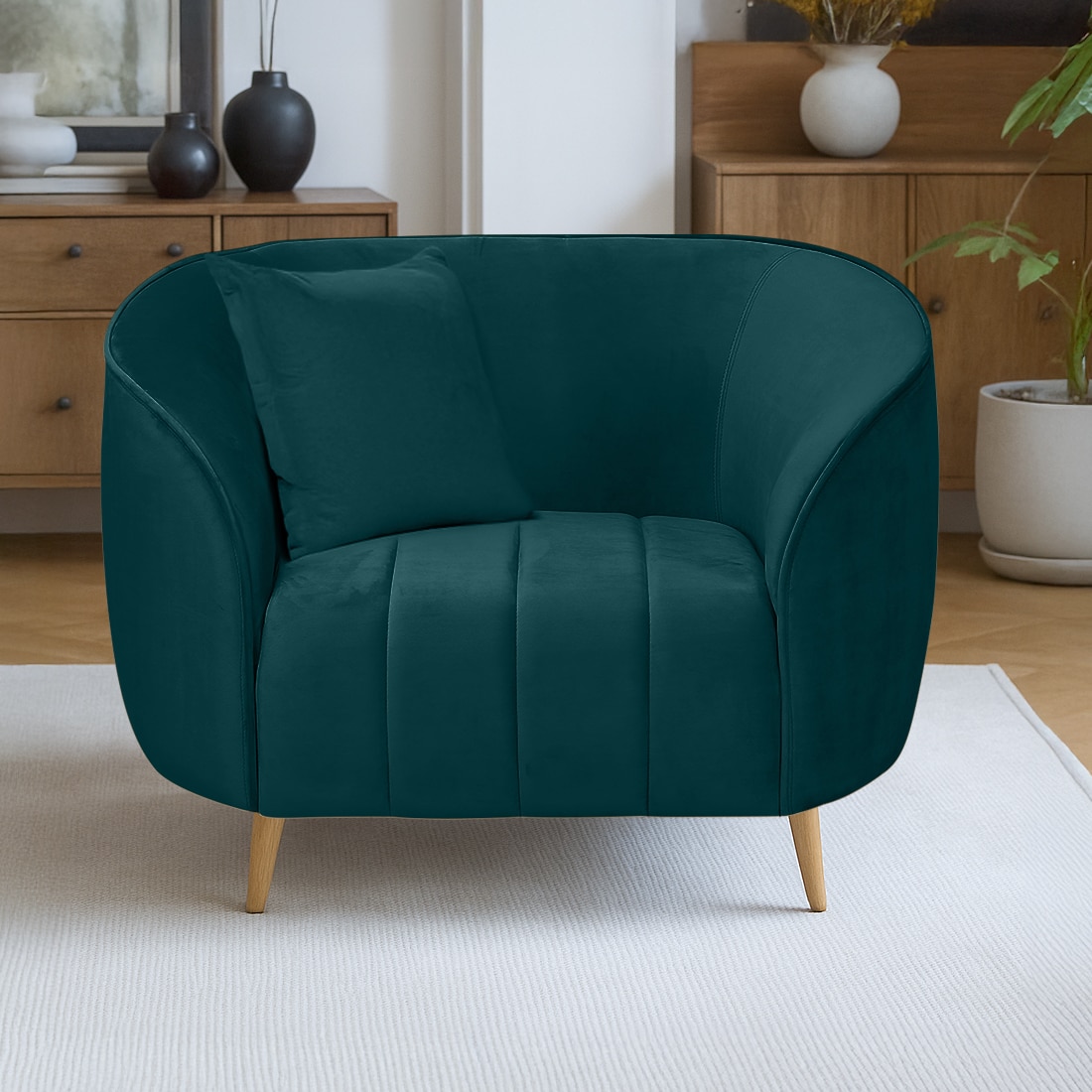 Nero Velvet 1 Seater Sofa in T Blue Colour - Home Lifestylez