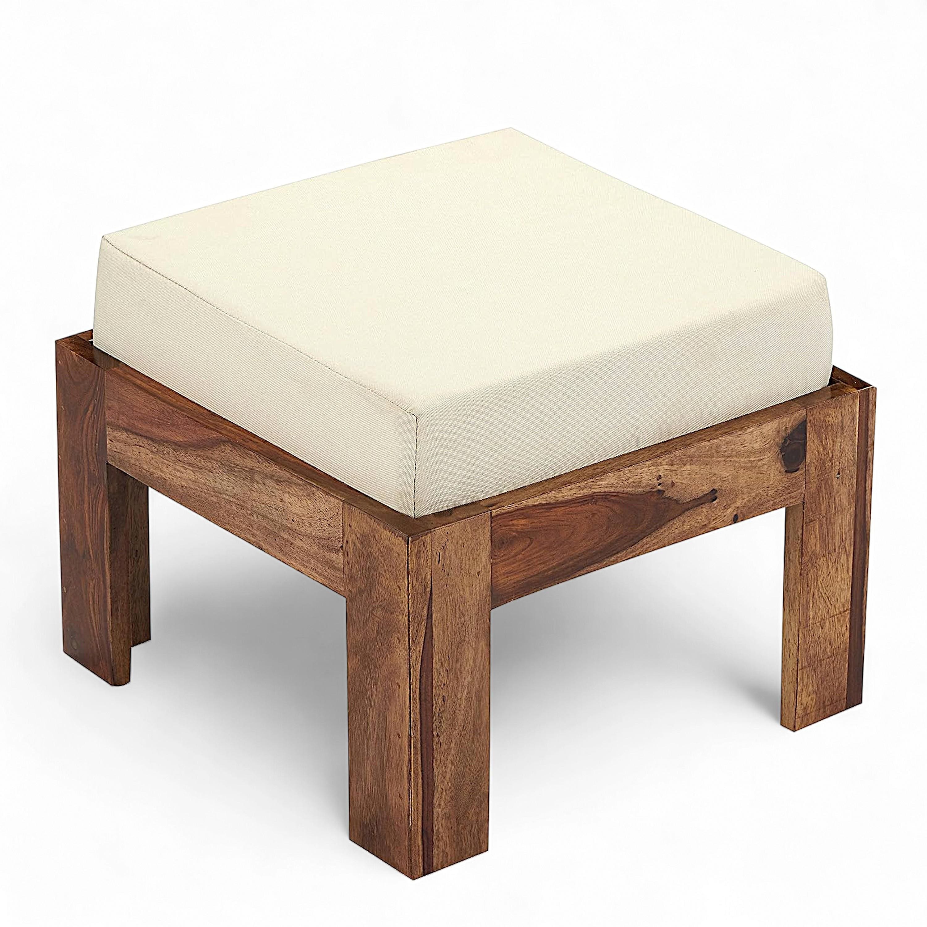 Blane Sheesham Wood Accent Coffee Table Set With 4 Stools In Natural Teak Finish