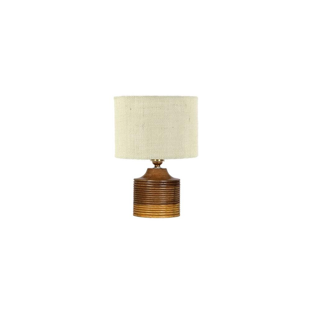 Malia White Jute table lamp with Natural Wood Base