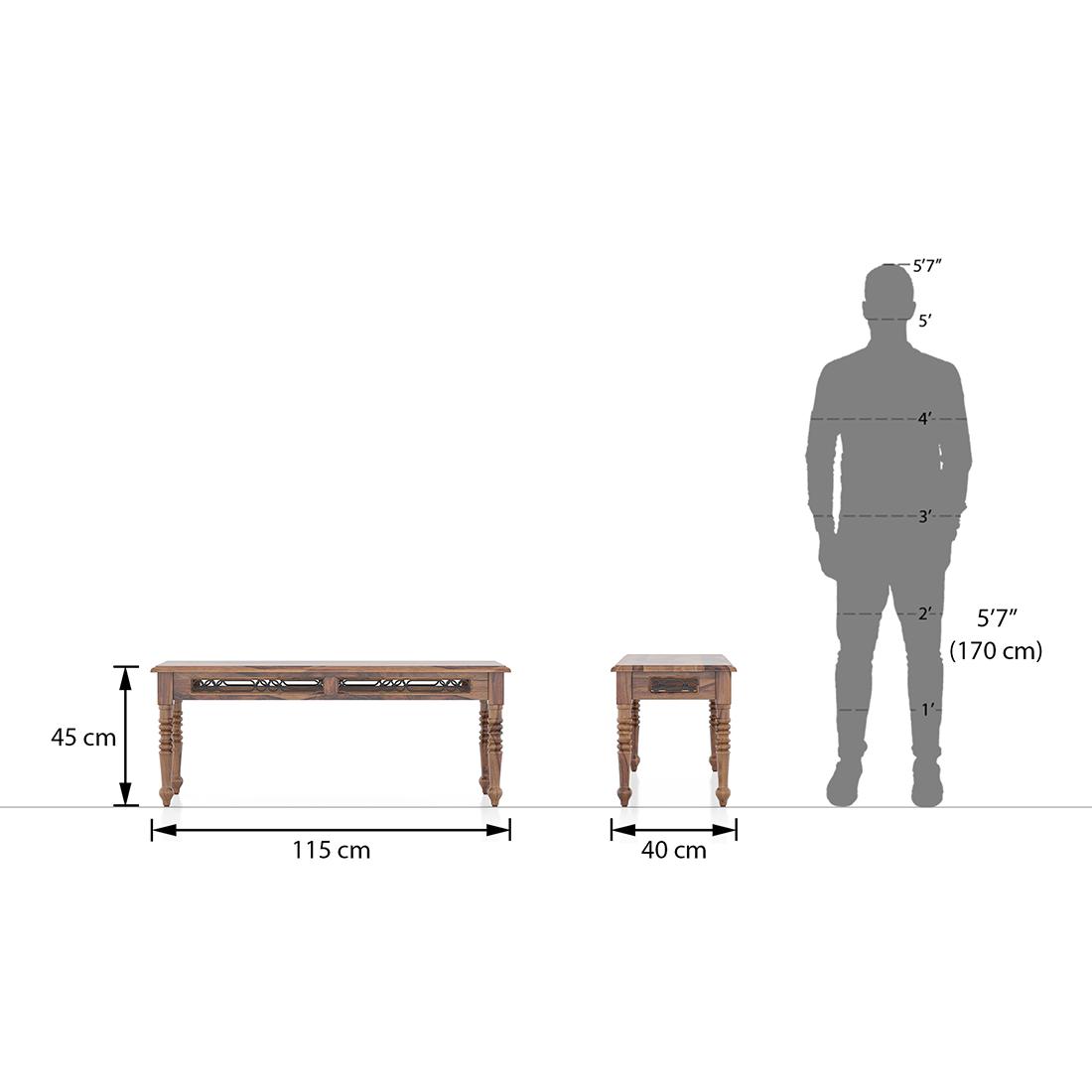 Bunai Solid Wood Bench In Teak Finish