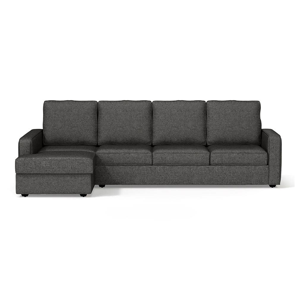 Apollo Compact Sofa (Colour : Steel, Cushion : Soft, Back Type : Regular, Seating Capacity : Left Aligned 3 Seater + Left Aligned Chaise + Ottoman)