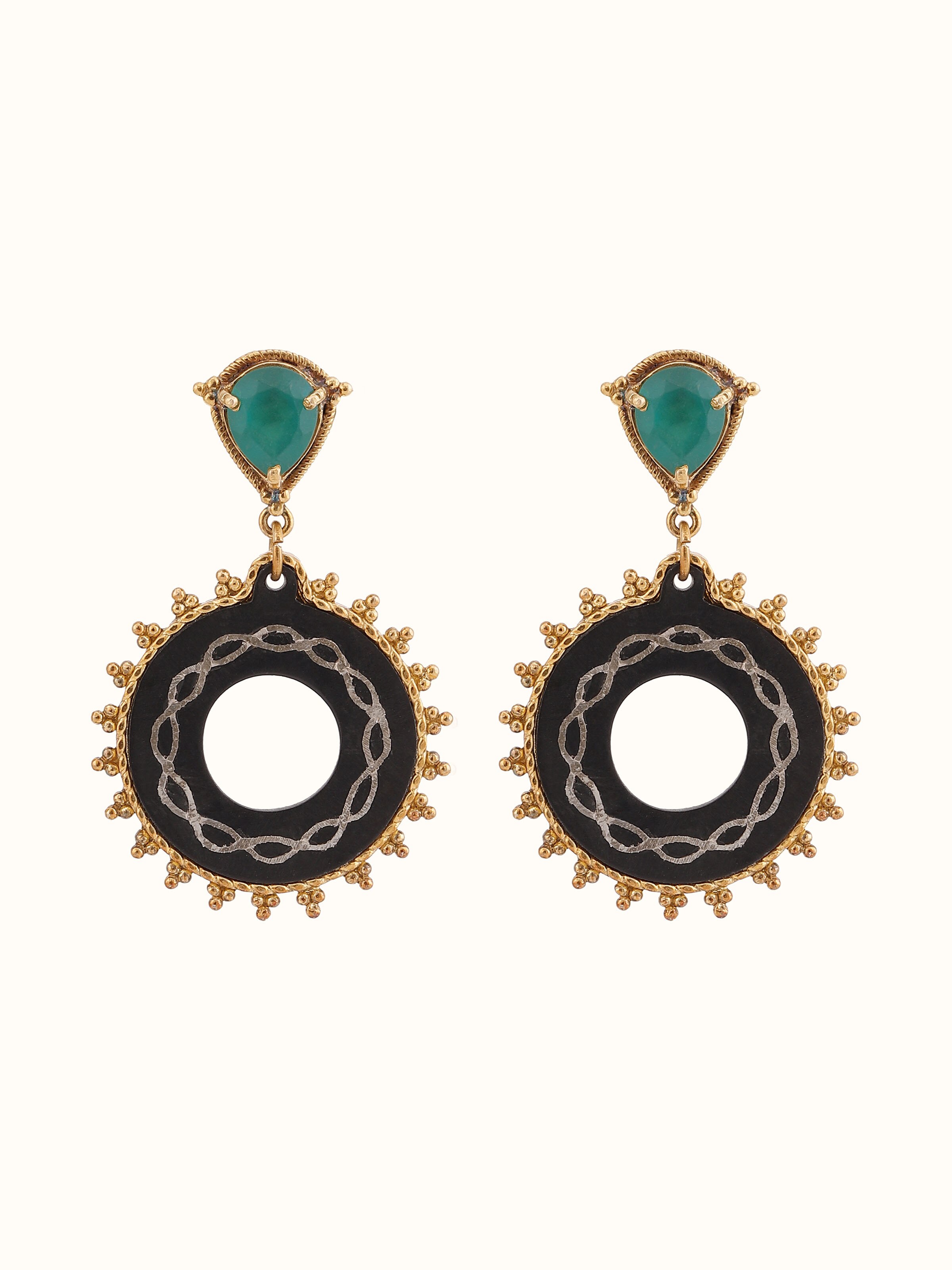 Bidri Silver Drop Earrings