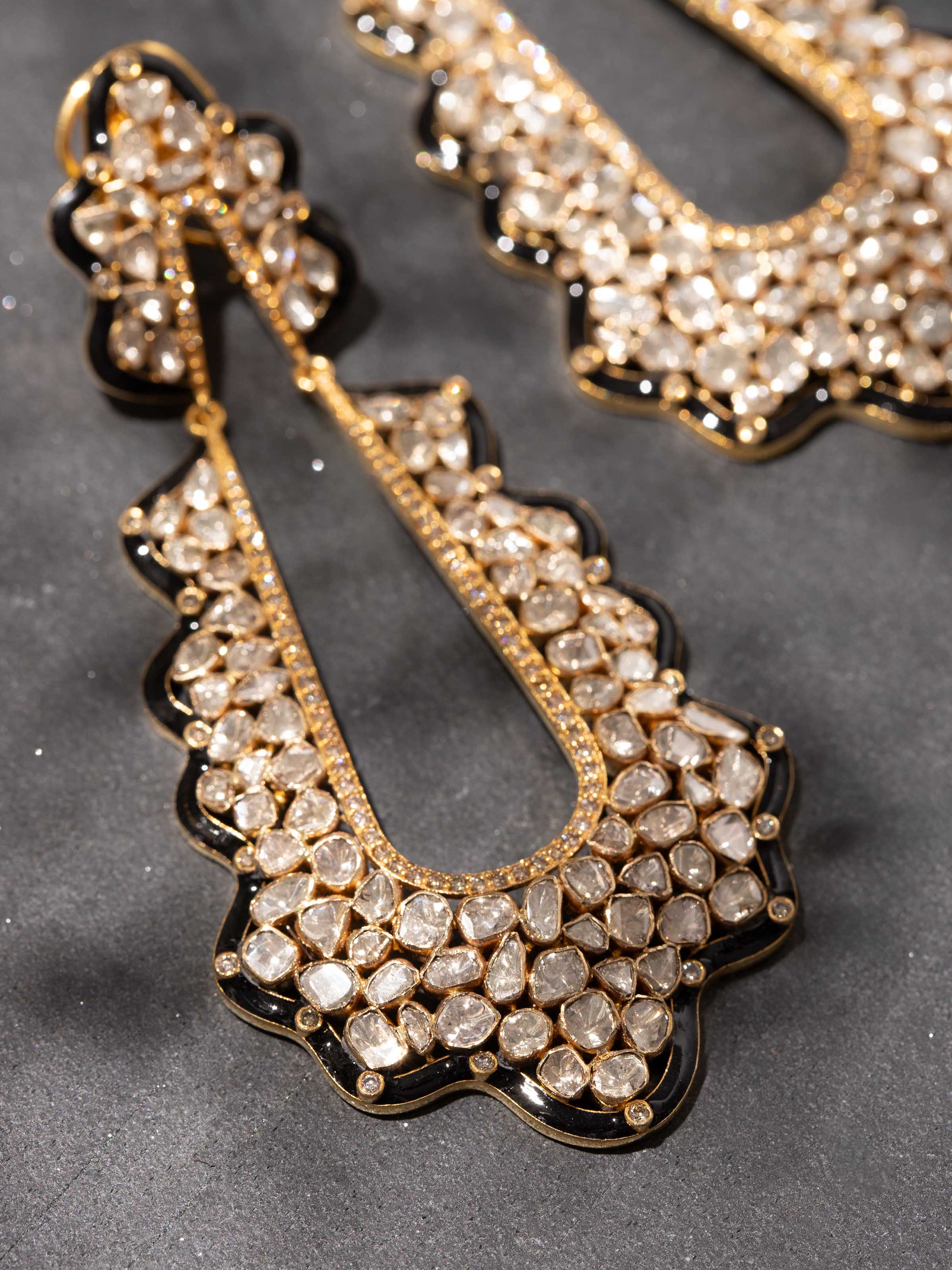 Dank Polki 14 Karat Gold Drop Earrings