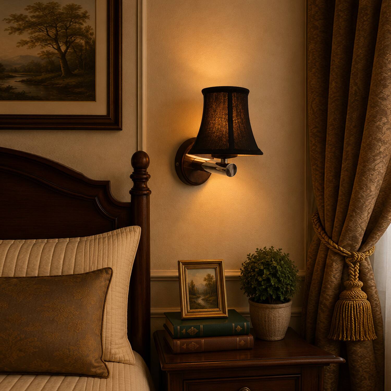 Devansh Metal Electric Wall Light in Gold Colour with Multicolor Shade Count of 1 Light