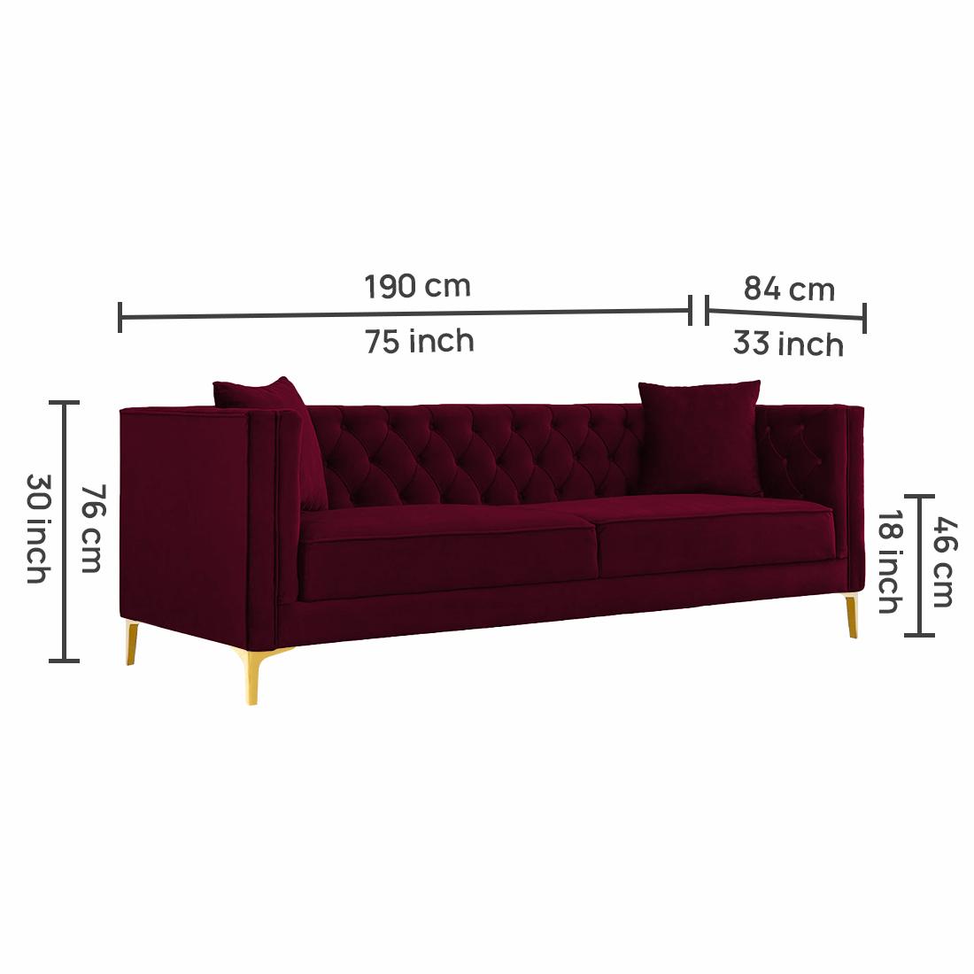 Haruko Fabric Sofa - Maroon