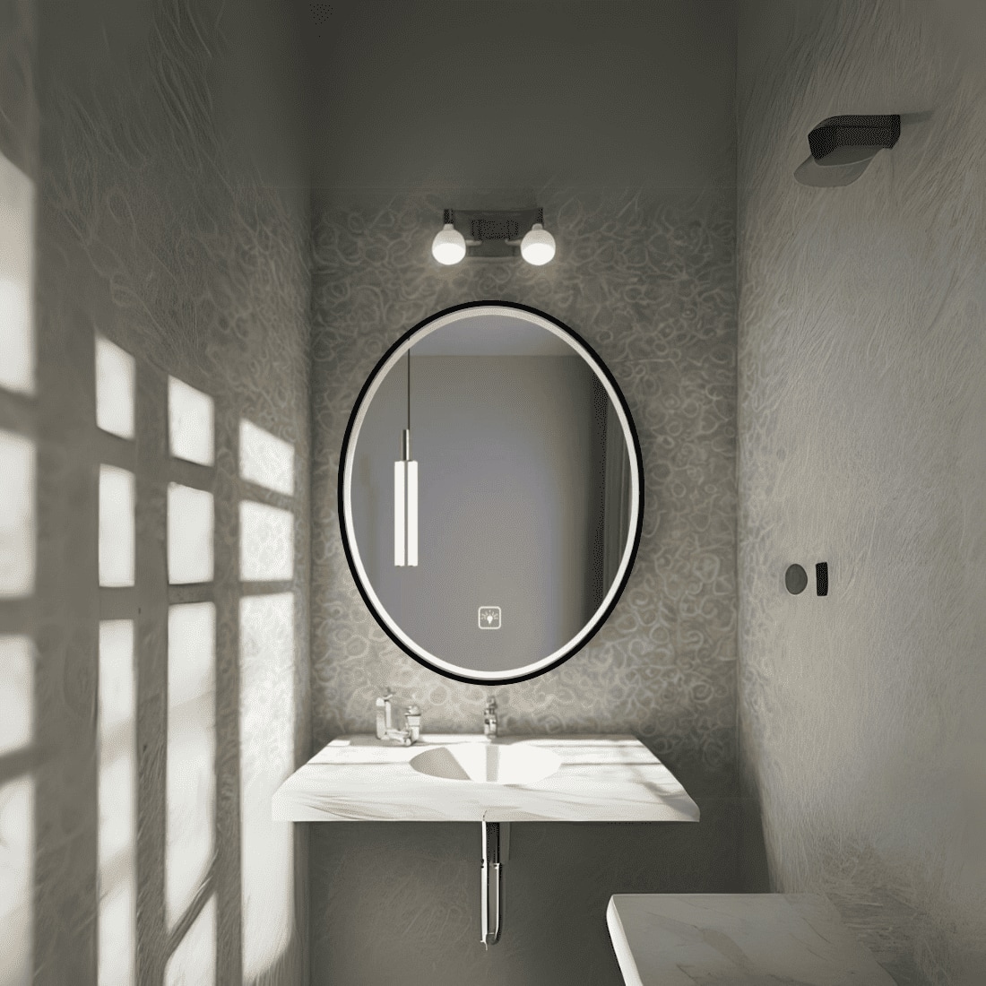 Oval Framed LED  Mirror Black Matte Gold Rose Gold Brushed Silver