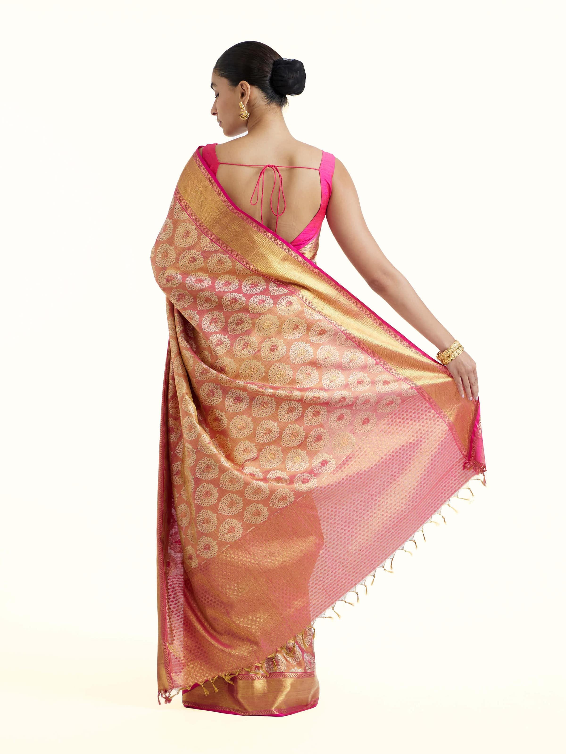 Back view of the Red Silk Kancheepuram Saree