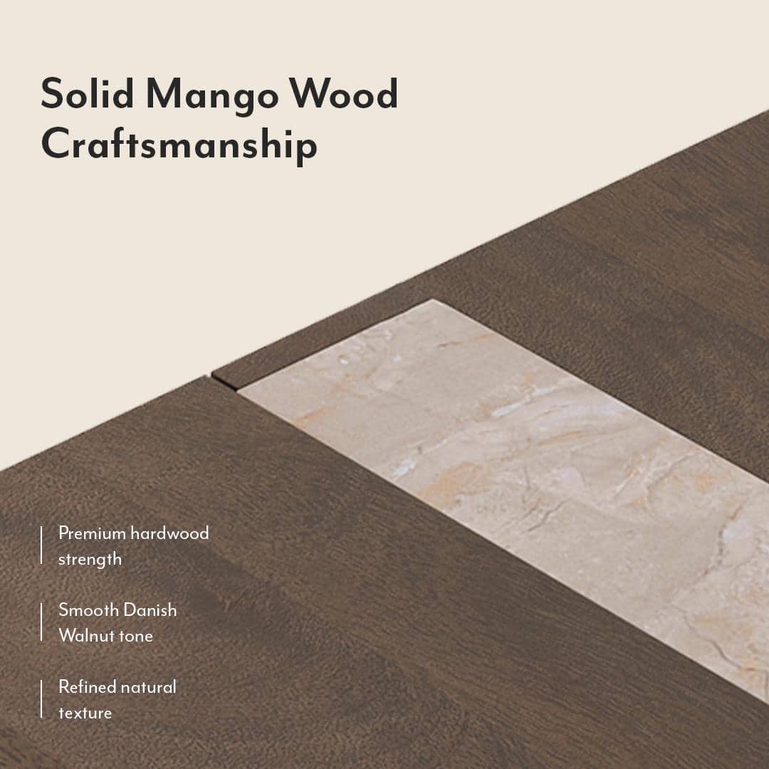 Atlas Crest Solid Wood 4 Seater Dining Table With Reed Dining Chairs Set