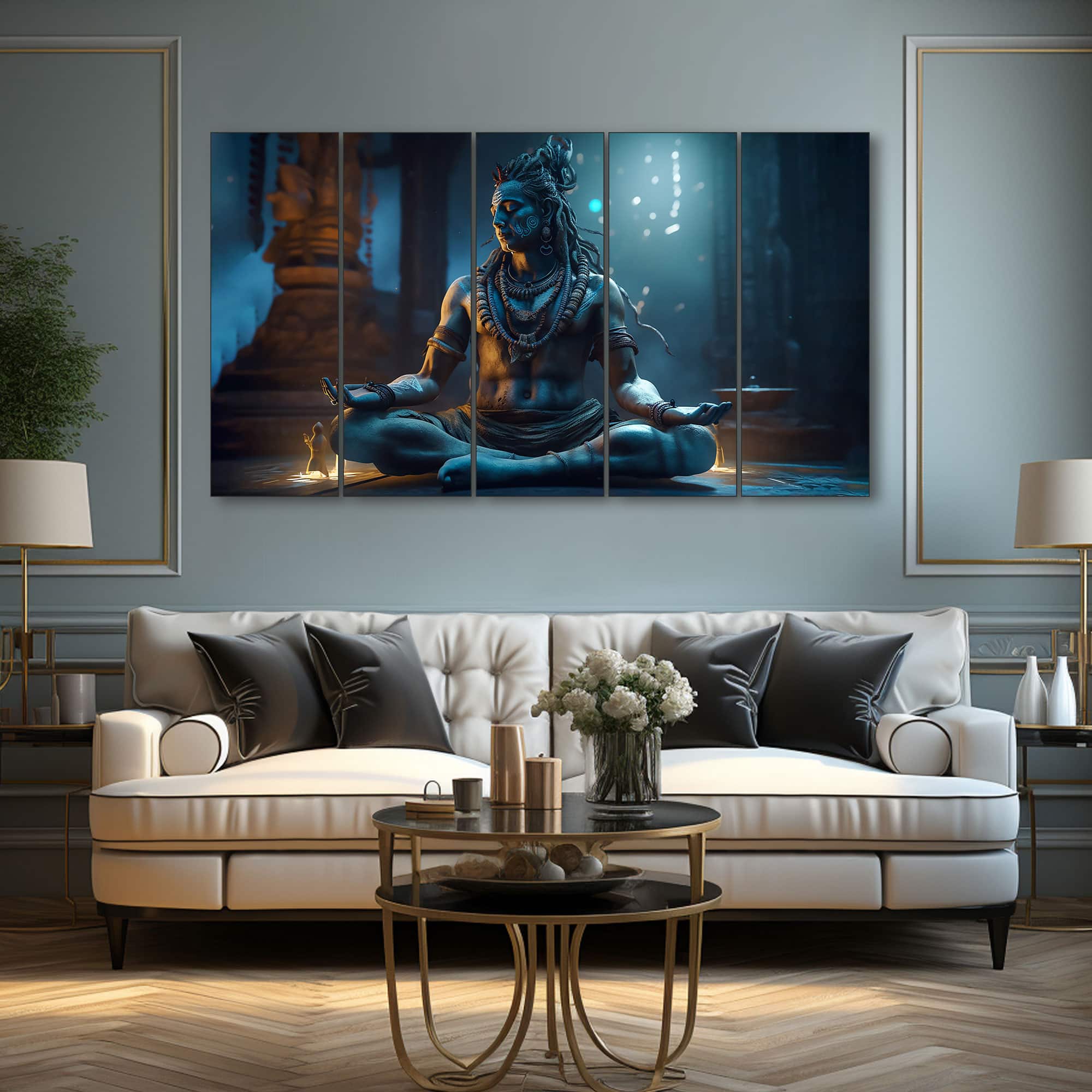The Castle Decor Lord Shiva Wall Painting Wooden Framed 27x48 Inch (Style 6) - The Castle Decor