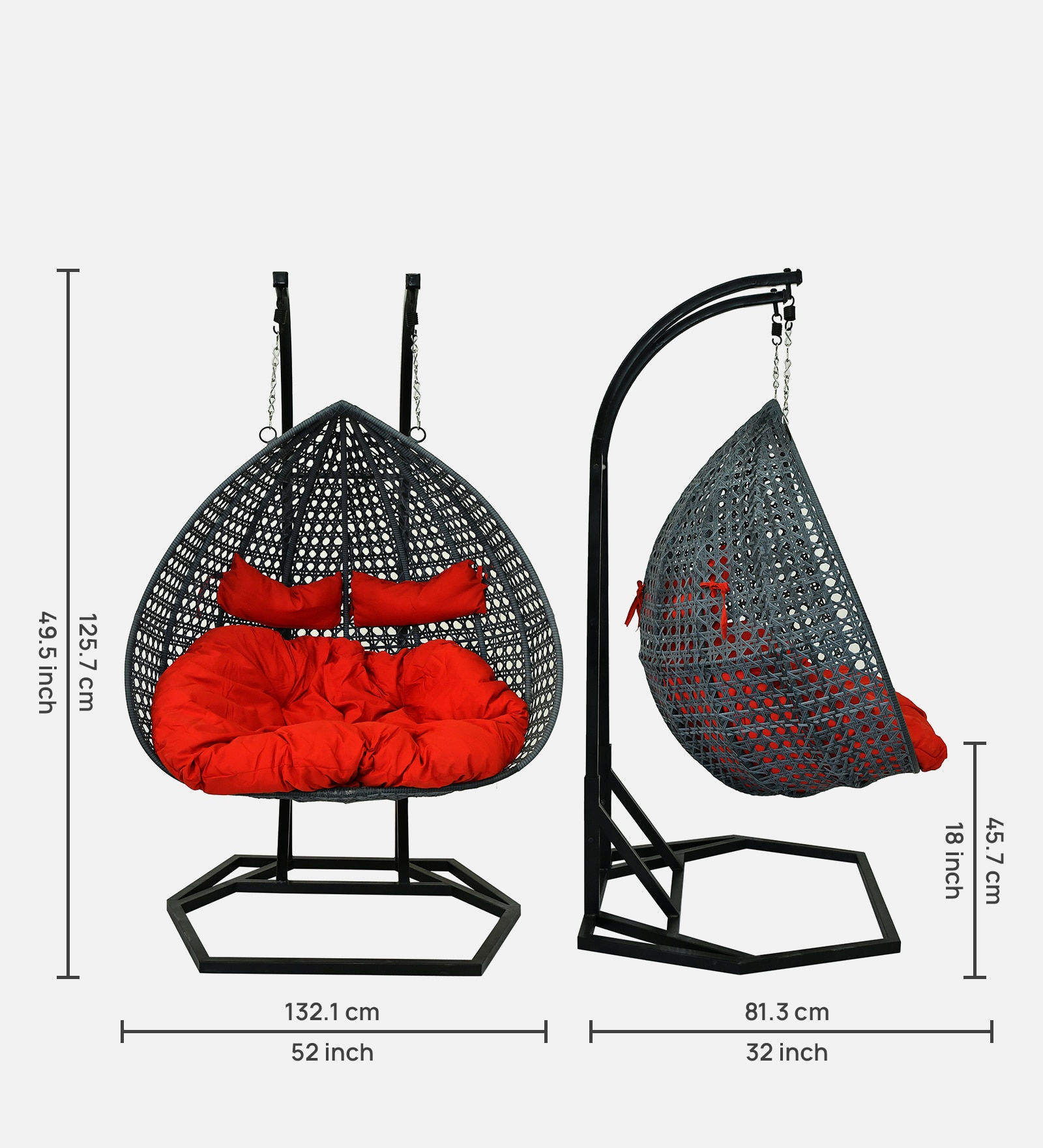 Zermatt Wicker Swing In Grey Color