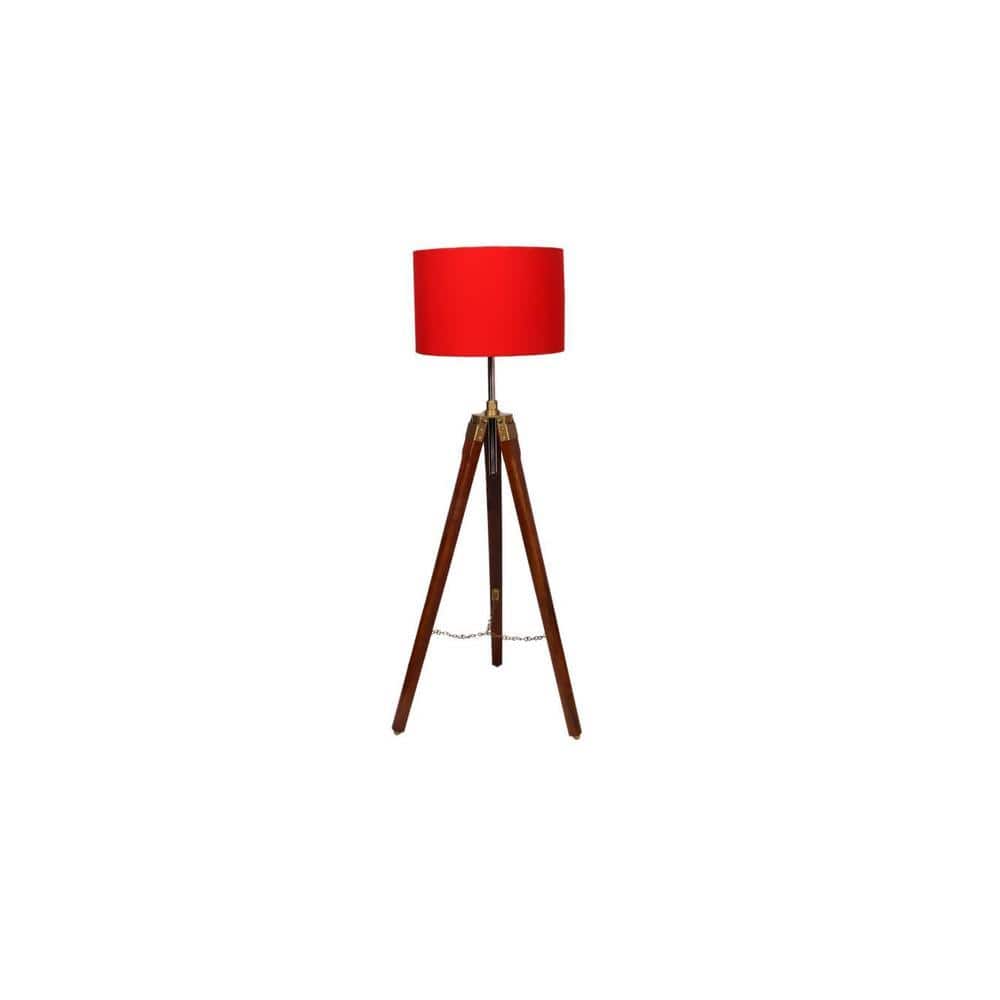 April Red Cotton Floor Lamp with Metal