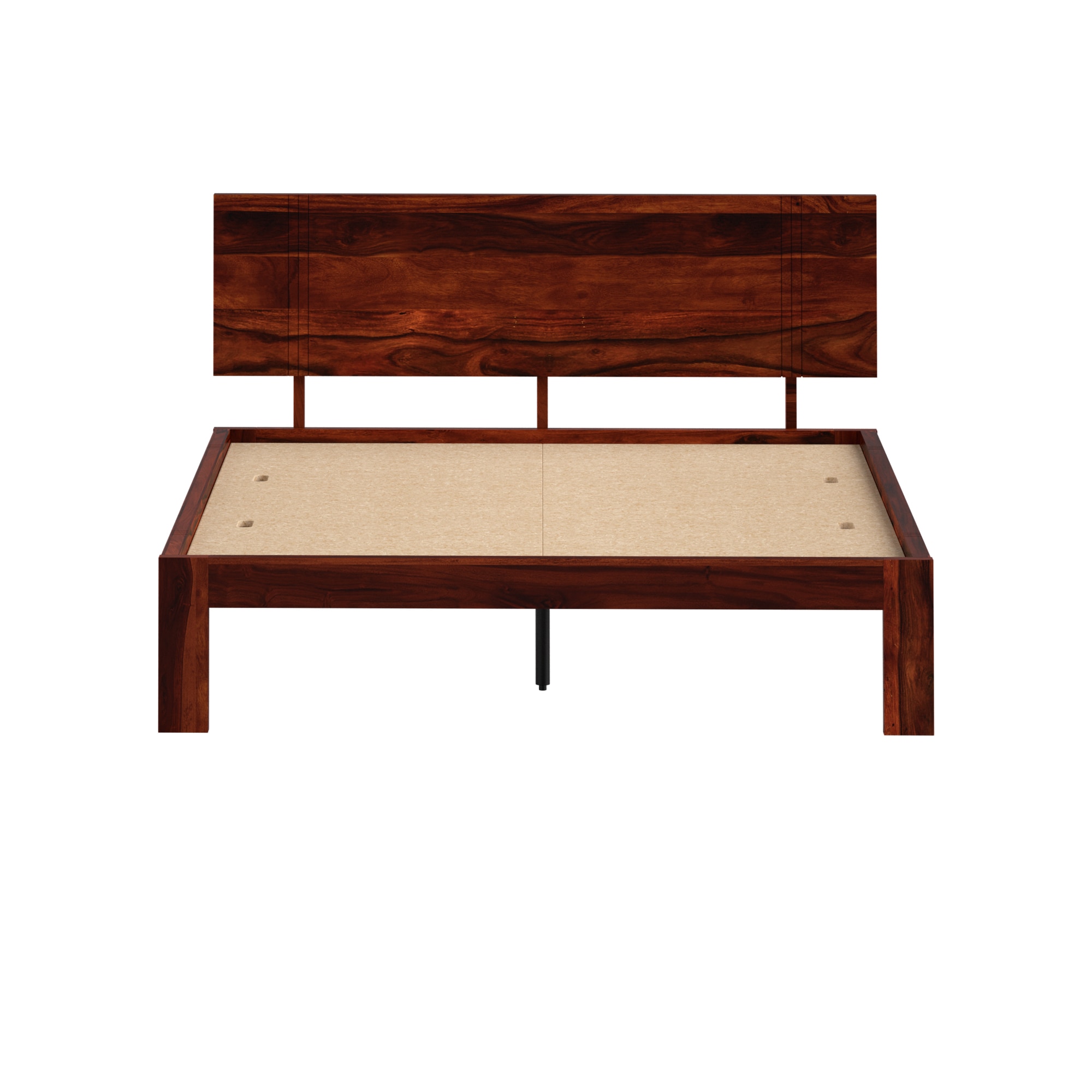 Triplet Solid Wood Queen Size Non Storage Bed In Honey Oak Finish