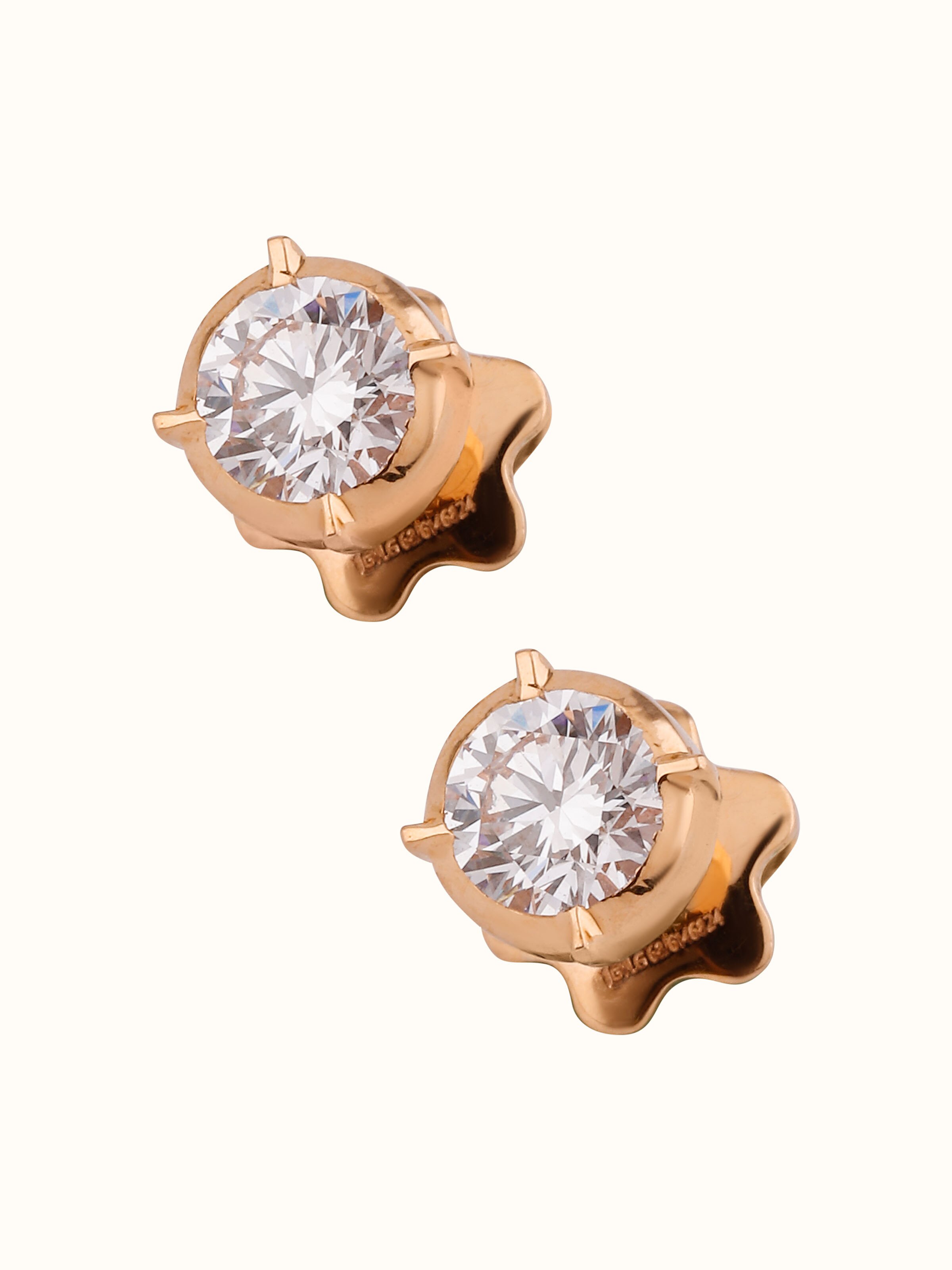 Overhead view displaying the structured circular layout of the Close-setting 22 Karat Gold Studs.
