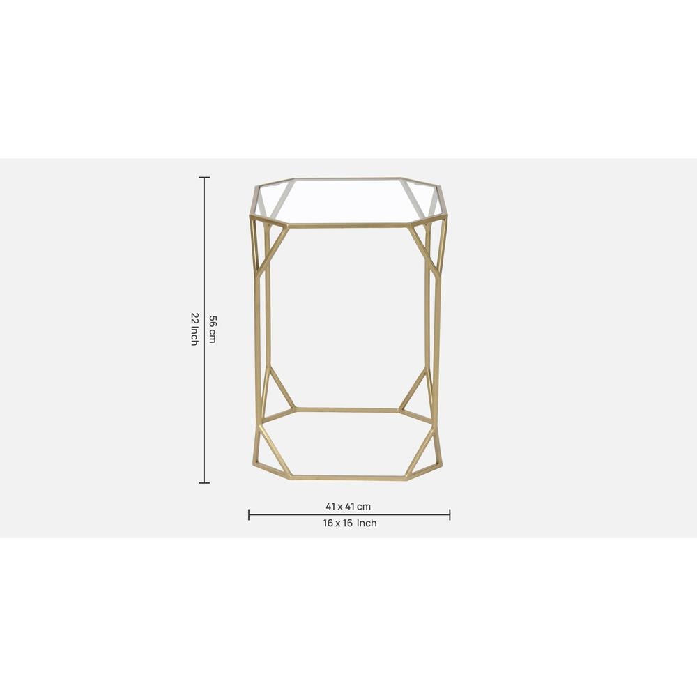 Hammond Glass Side Table In Gold Finish