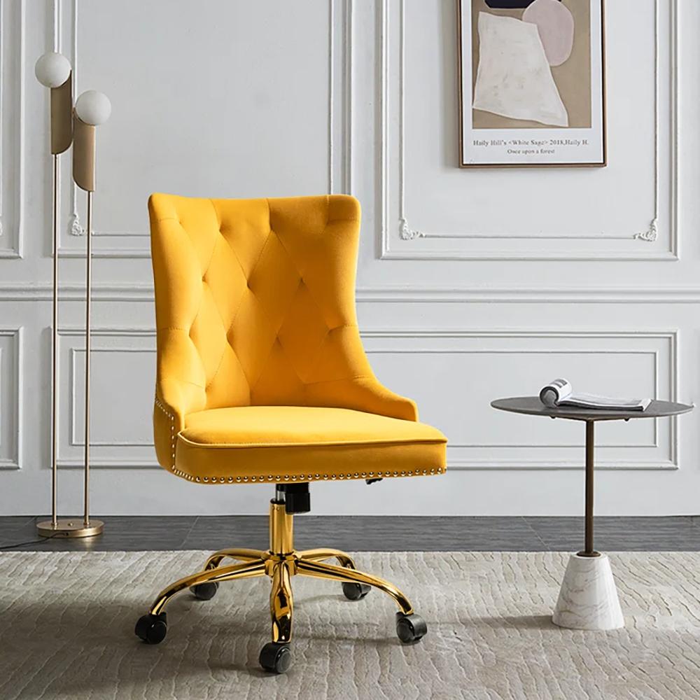 SWEN Fabric Accent Chair in Yellow Colour - Doe Buck