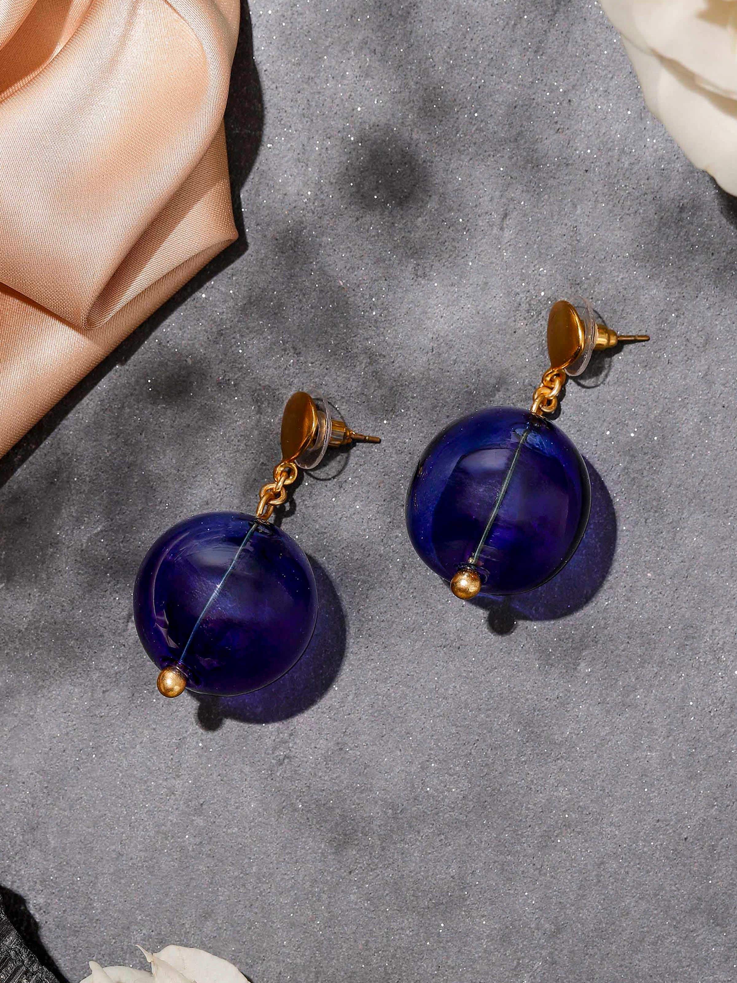 Silver Flame Glass Drop Earrings