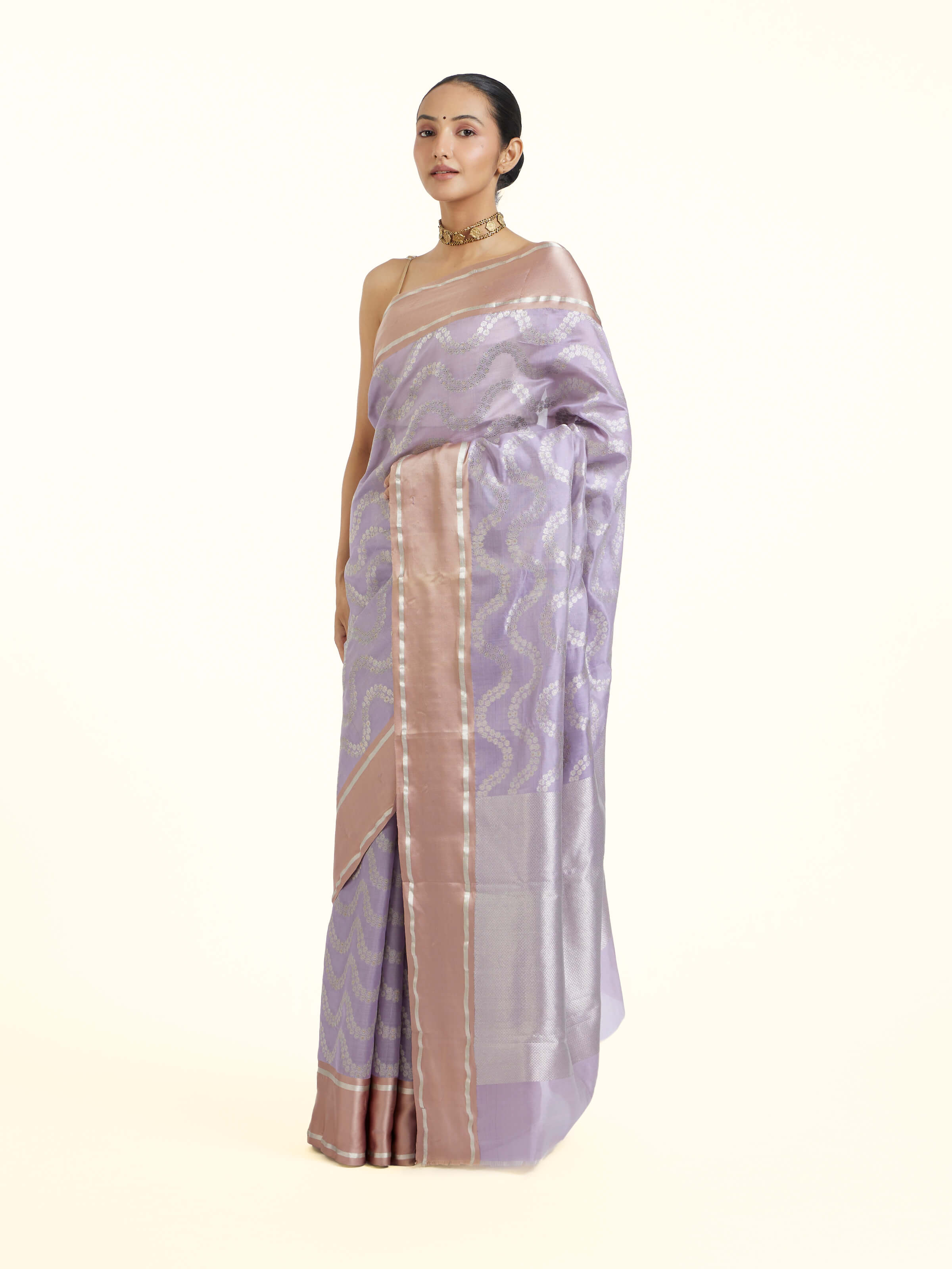 Lavender Chanderi Aknaliya Saree