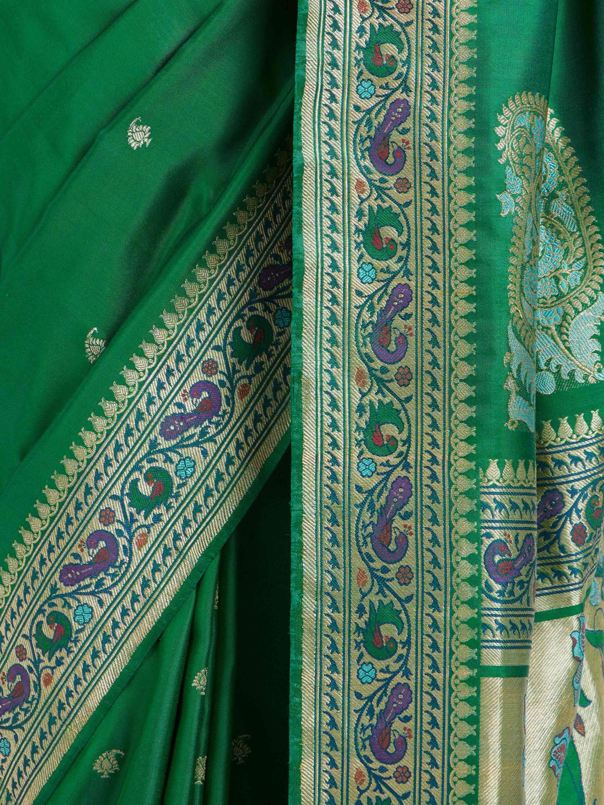 Green Ashavali Brocade Silk Saree