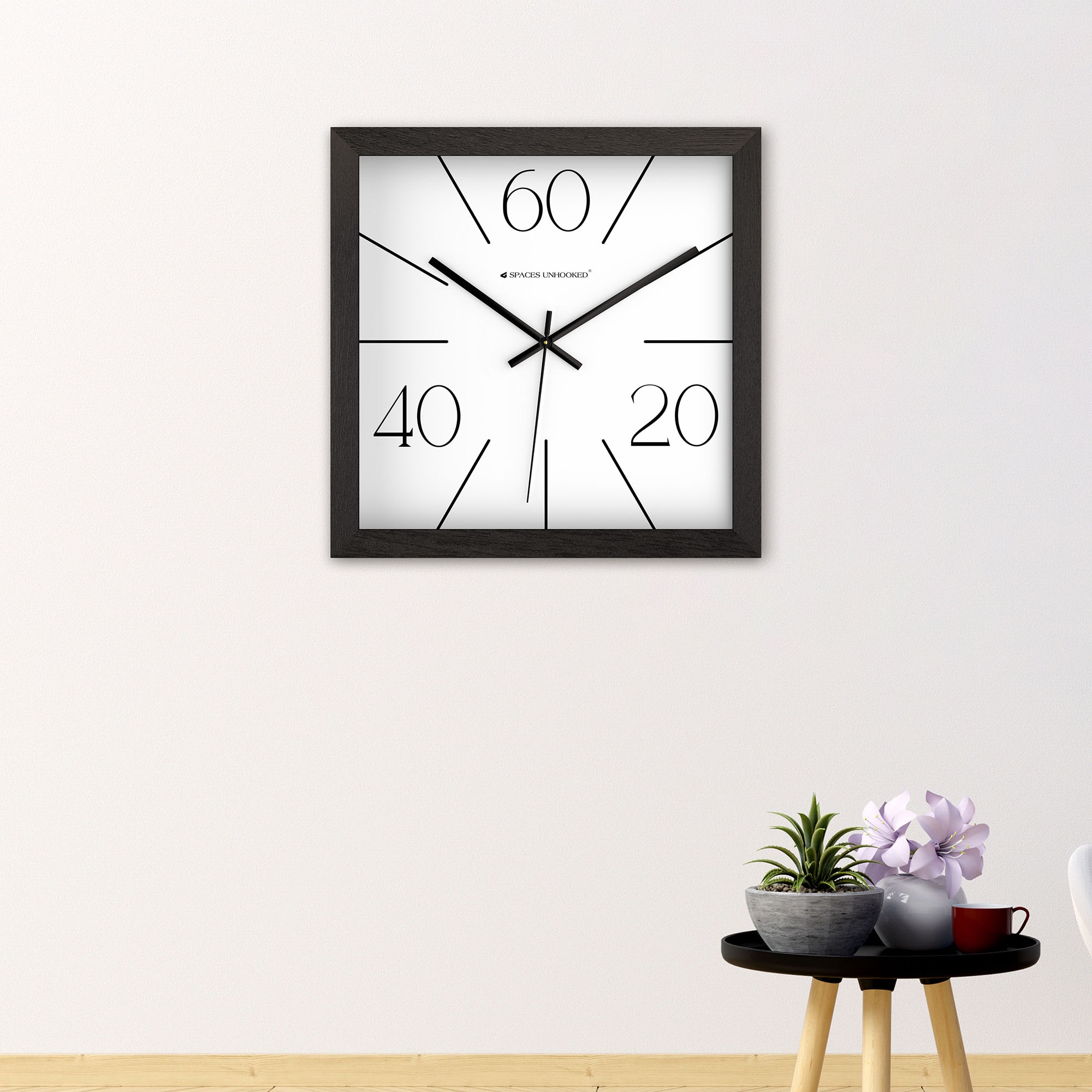 Minimal Index Wooden Wall Clock with 60-40-20 Markings