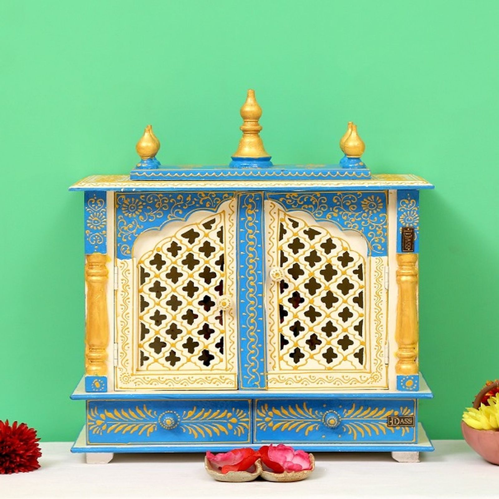 D'Dass Sheesham and Mdf Wooden Home Temple For Pooja Mandir For Home