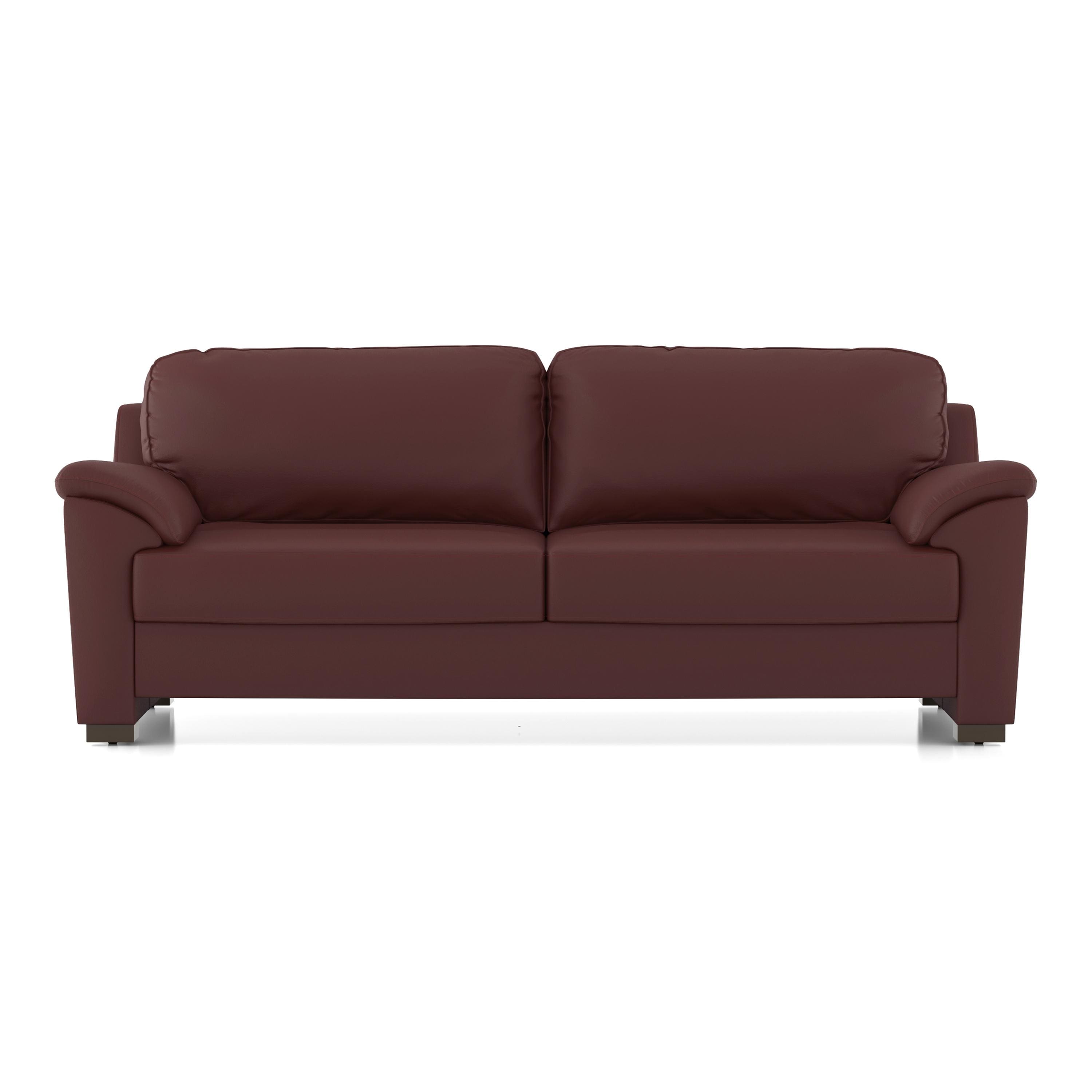 Farina 3 Seater Premium Italian Leather Sofa In Bordeaux