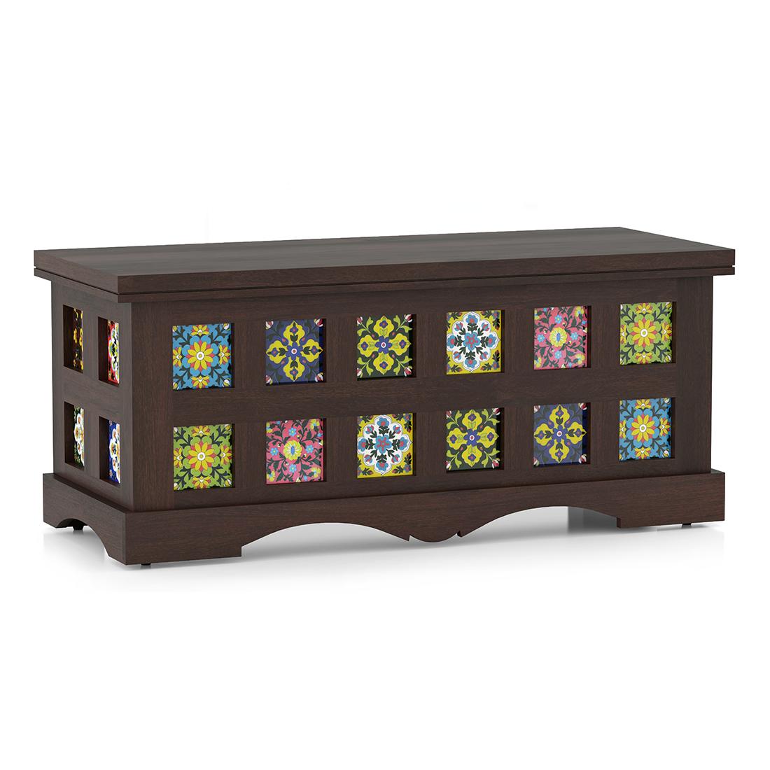 Azul Solid Wood Bench In Brushed Walnut Finish