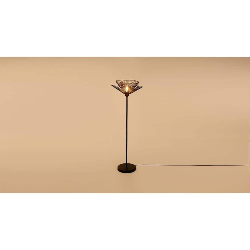 Hayes Black Floor Lamp With Black Iron Base