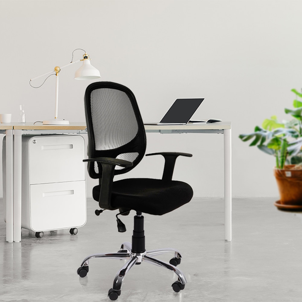 Oxter Medium Back Mesh Office Chair (Black) - Divine Dreams