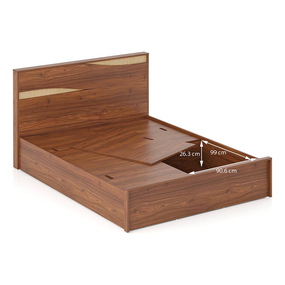 Karya Engineered Wood King Size Box Storage Bed In Wheat Brown Walnut Finish