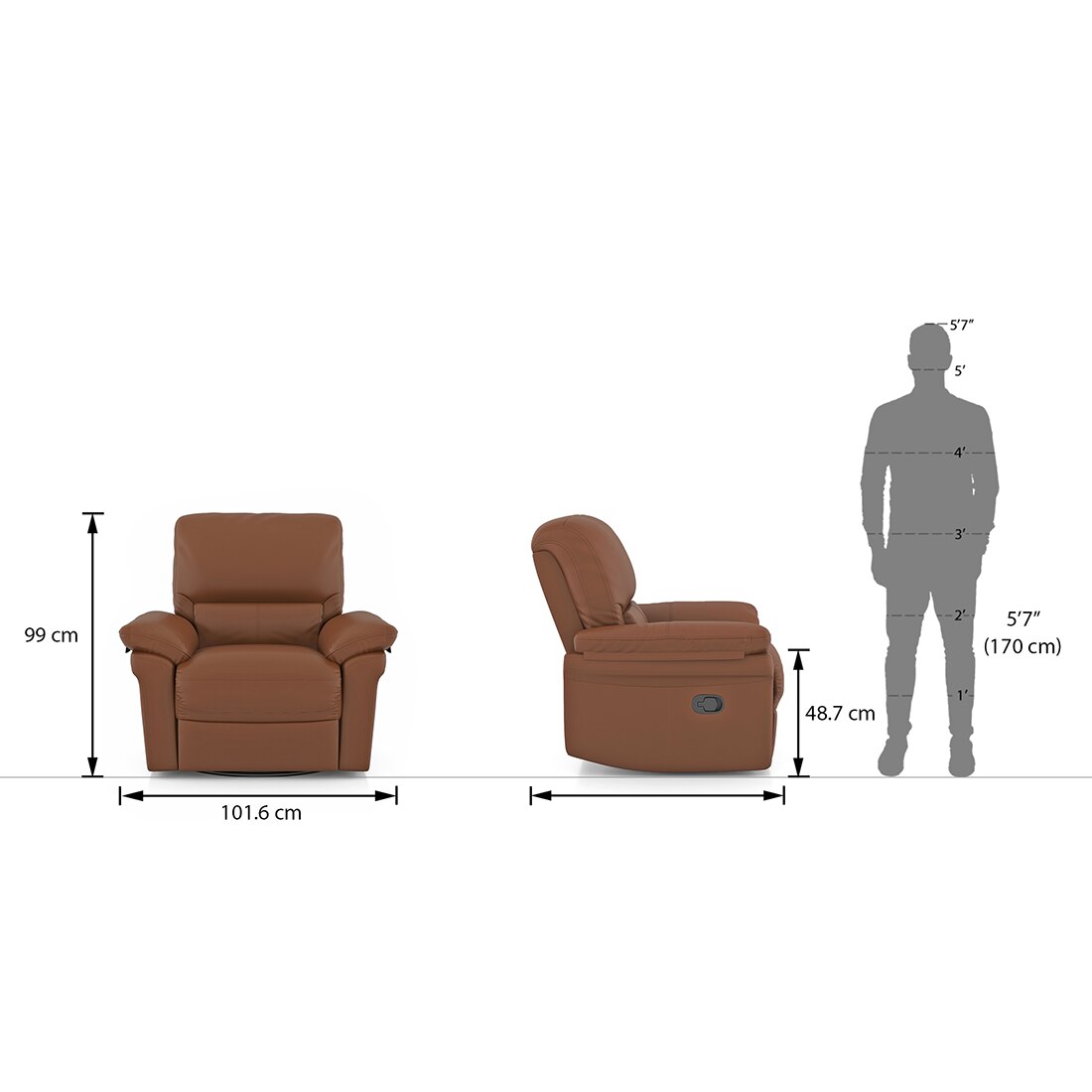 Bernice One Seater Recliner in Tan Colour