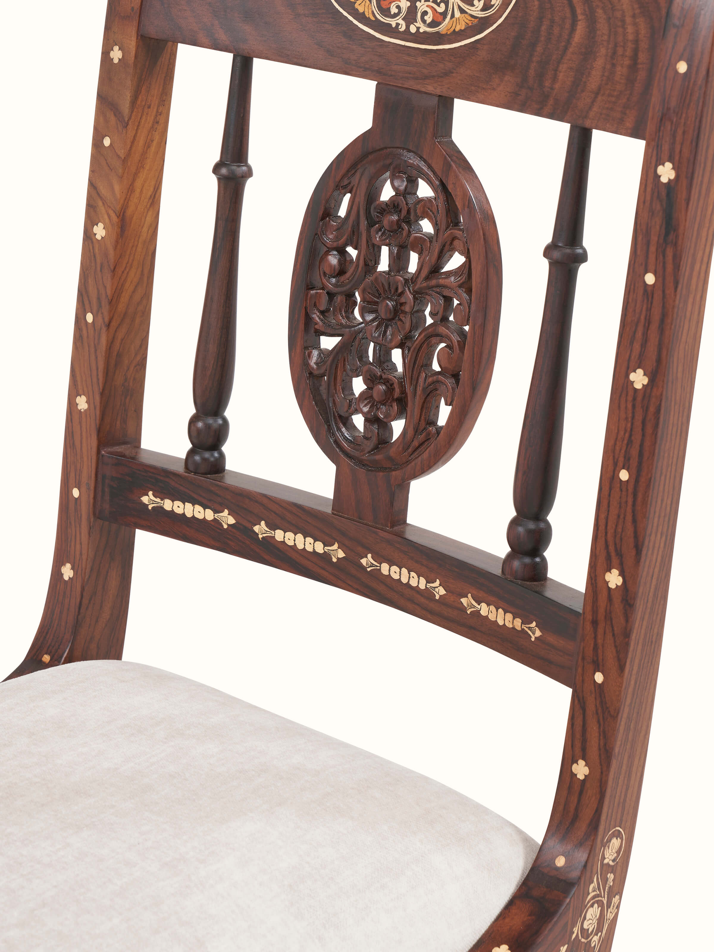 Upholstered Rosewood Inlay Dining Chair (2 Pcs)