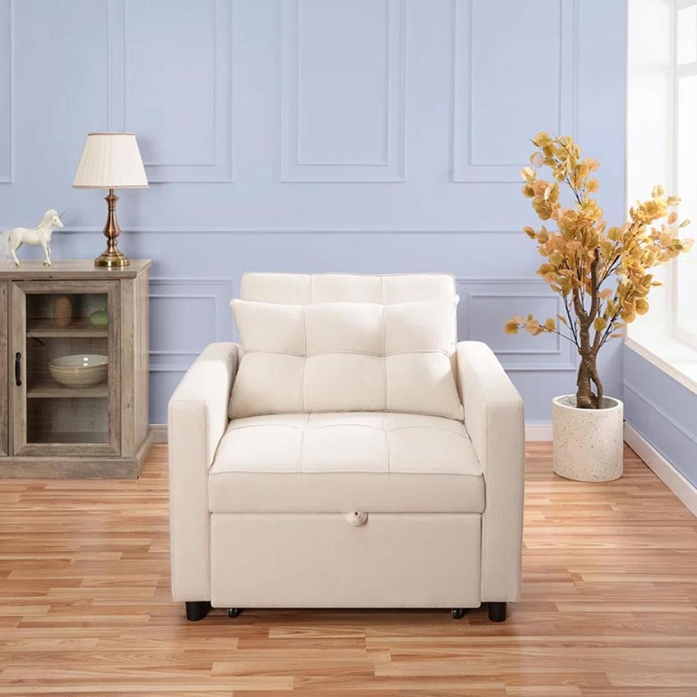 Gilbertson 1 Seater Sofa Cum Bed In Cream Color