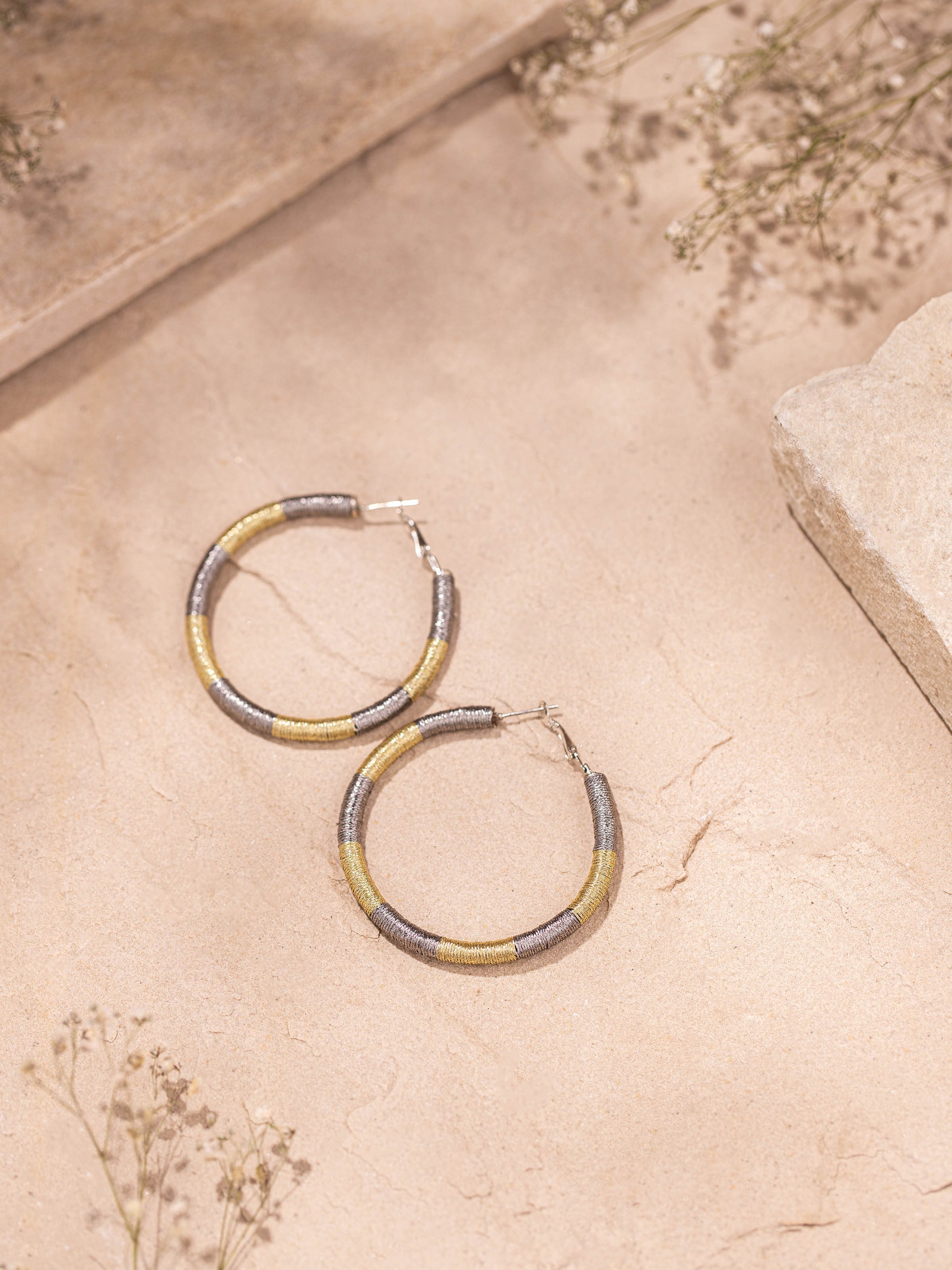 Lifestyle view of handcrafted hoop earrings