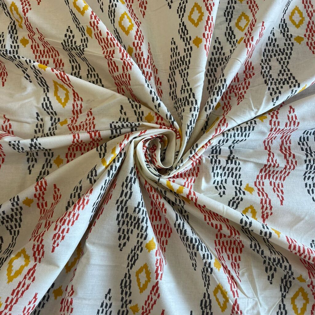 Multicolor Geometric 400 TC Cotton Flat Single Bed Size Bedsheet With 1 Pillow Cover From Threads