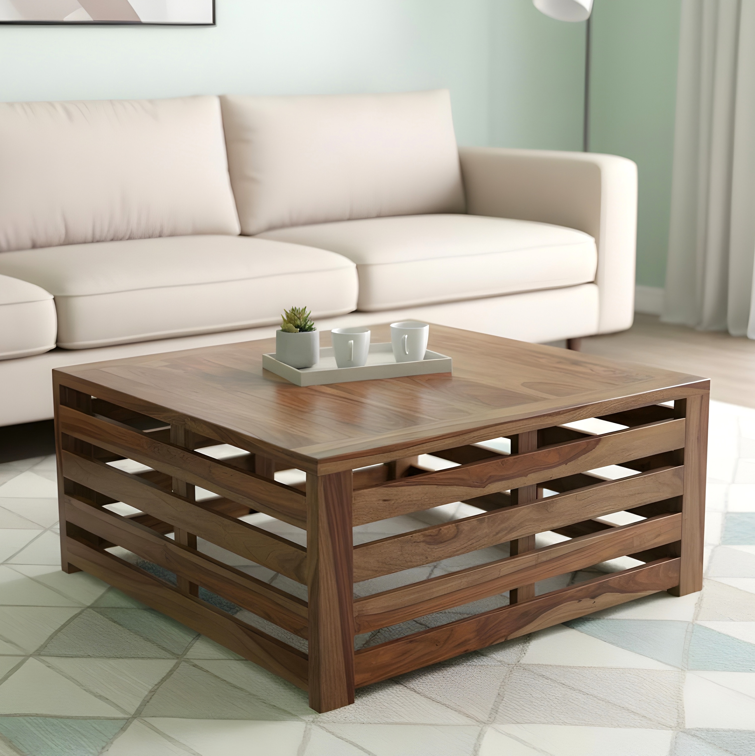 Montreal Sheesham Wood Coffee Table In Teak Finish