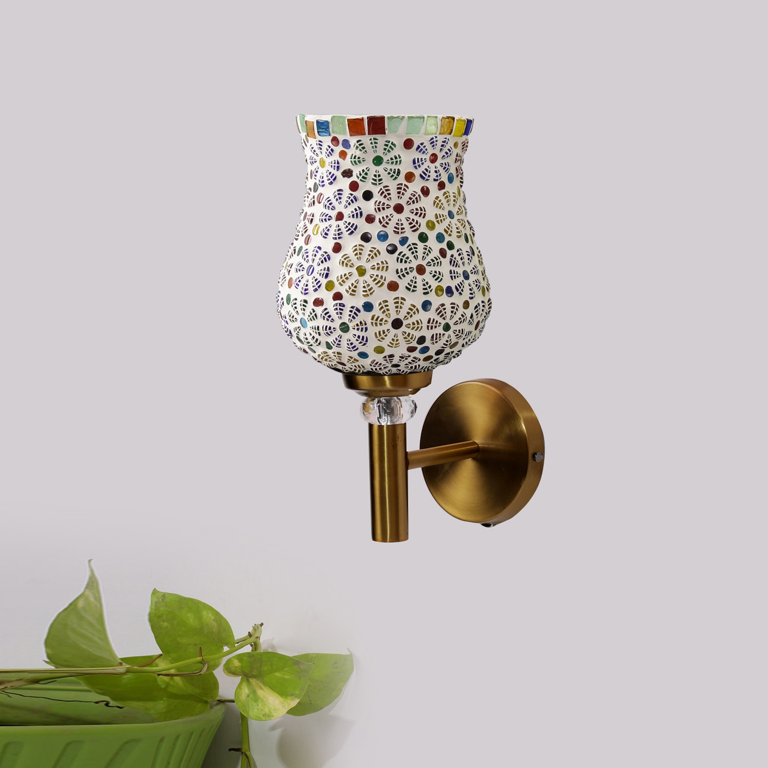 Devansh Metal Electric Wall Light in Gold Colour with Multi Shade Count of 1 Light - Devansh