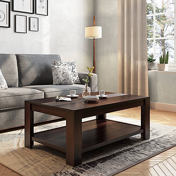 Striado Rectangular Solid Wood Coffee Table In Mahogany Finish - Urban Ladder