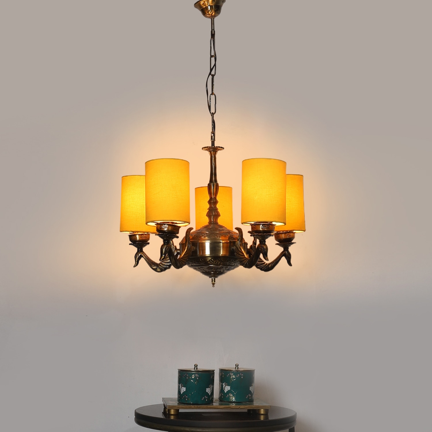 Devansh Dual Gold  Antique Wall Mounted Lamp With Black  Cotton Shade