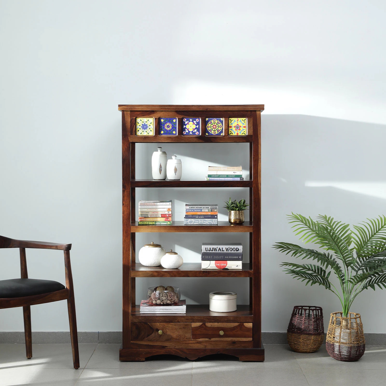 Sheesham Solid Wood  Bookshelf in Provincial Teak Finish - Ujjwal Wood