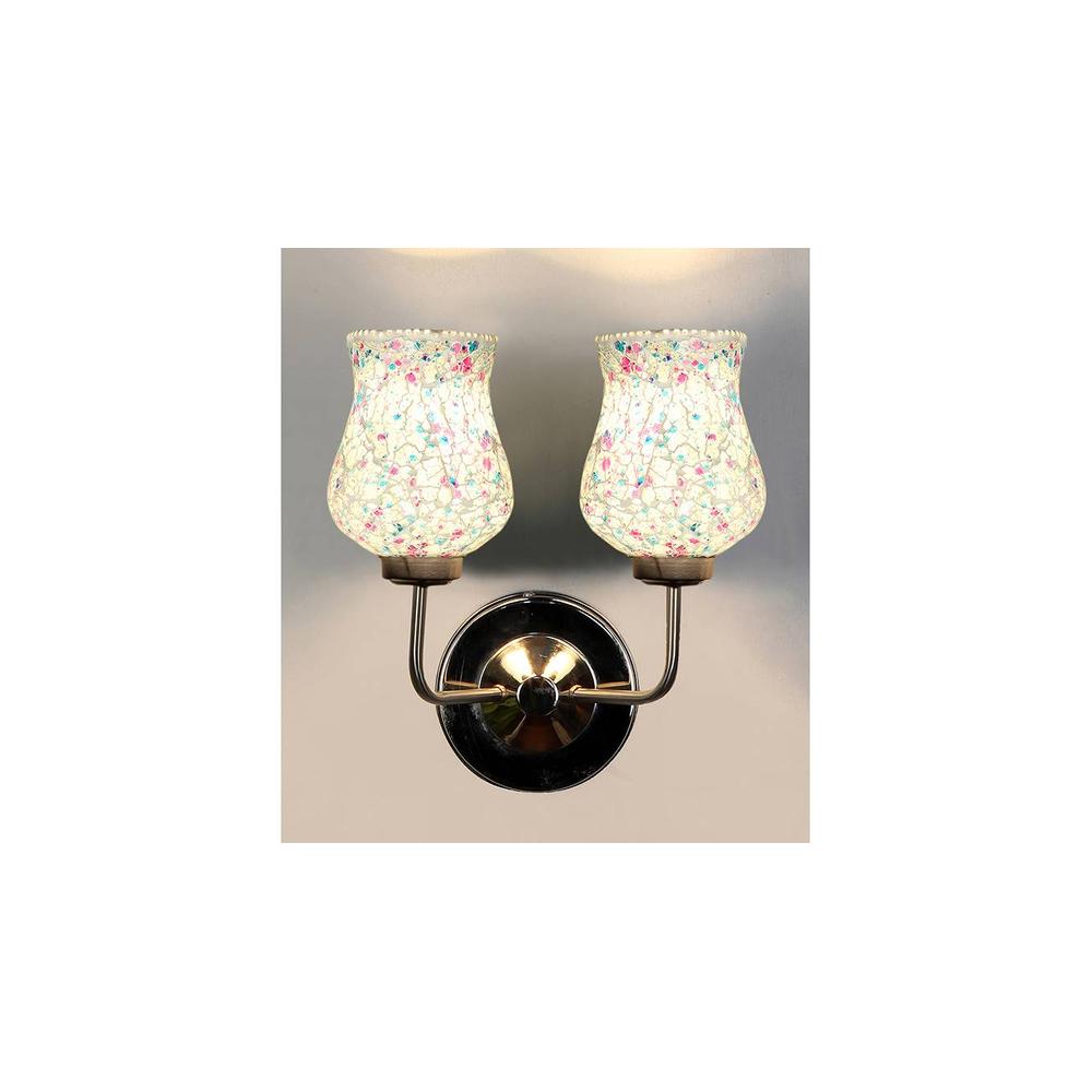 Bran Dual Multicolor Mosaic Glass Wall Mounted Lamp with Steel Base