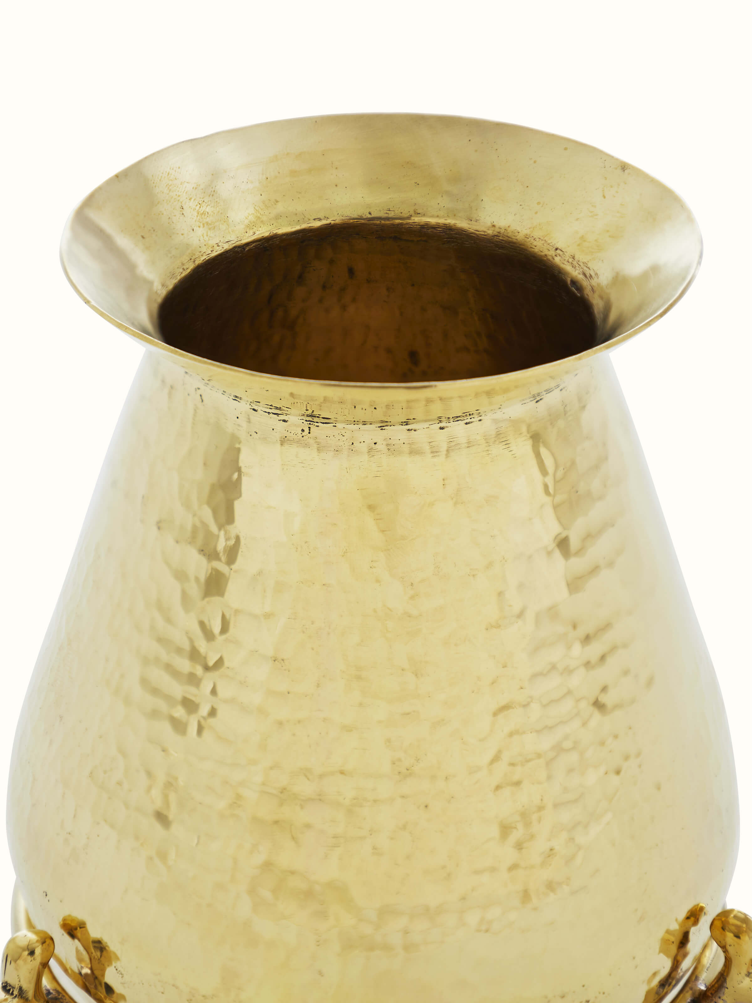 Close-up of Traditional Polished Brass Pooja Kalash emphasizing the shine and intricate work.