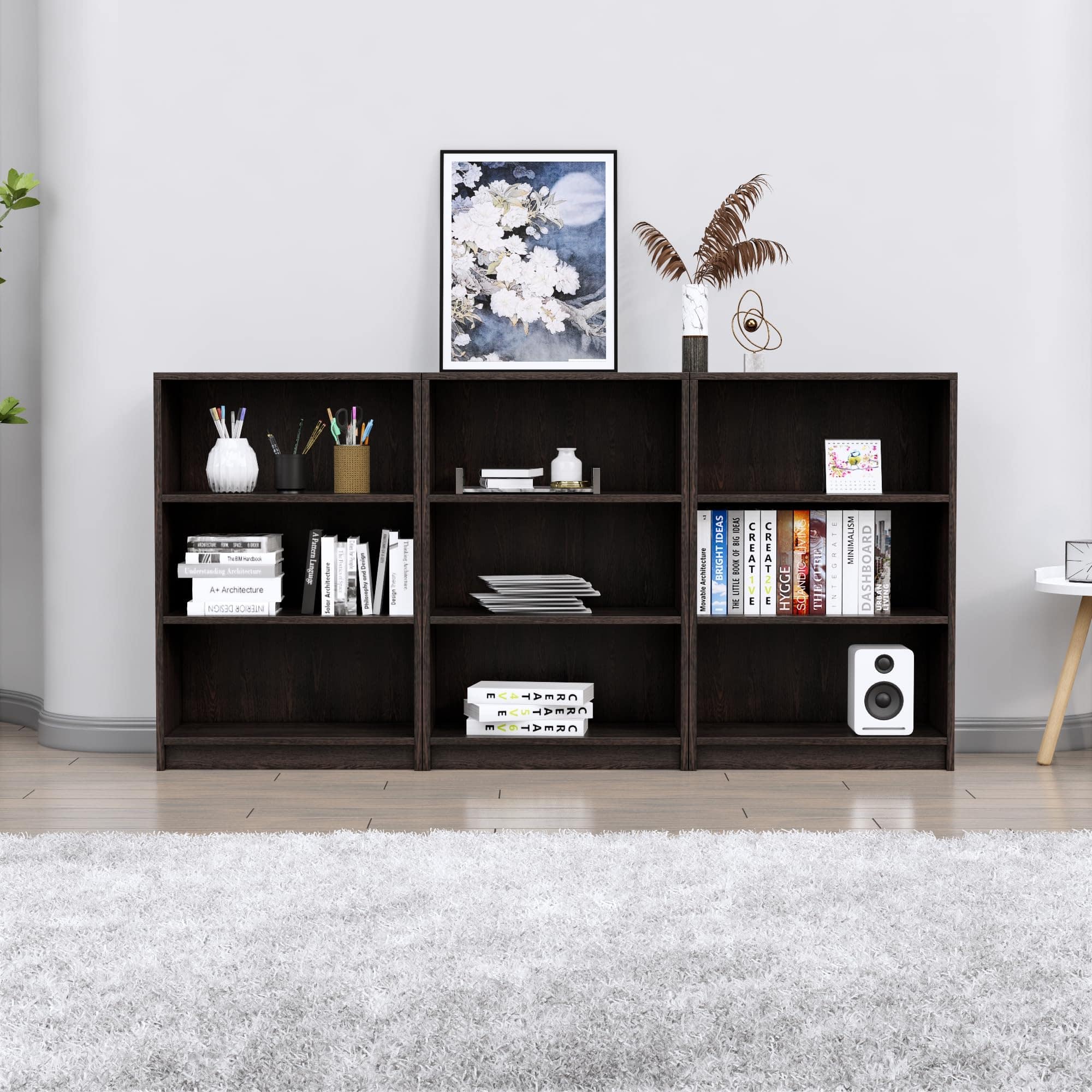 Hexa Engineered Wood Bookshelf Multipurpose Storage Rack in Flower Wenge Colour - HexaRed
