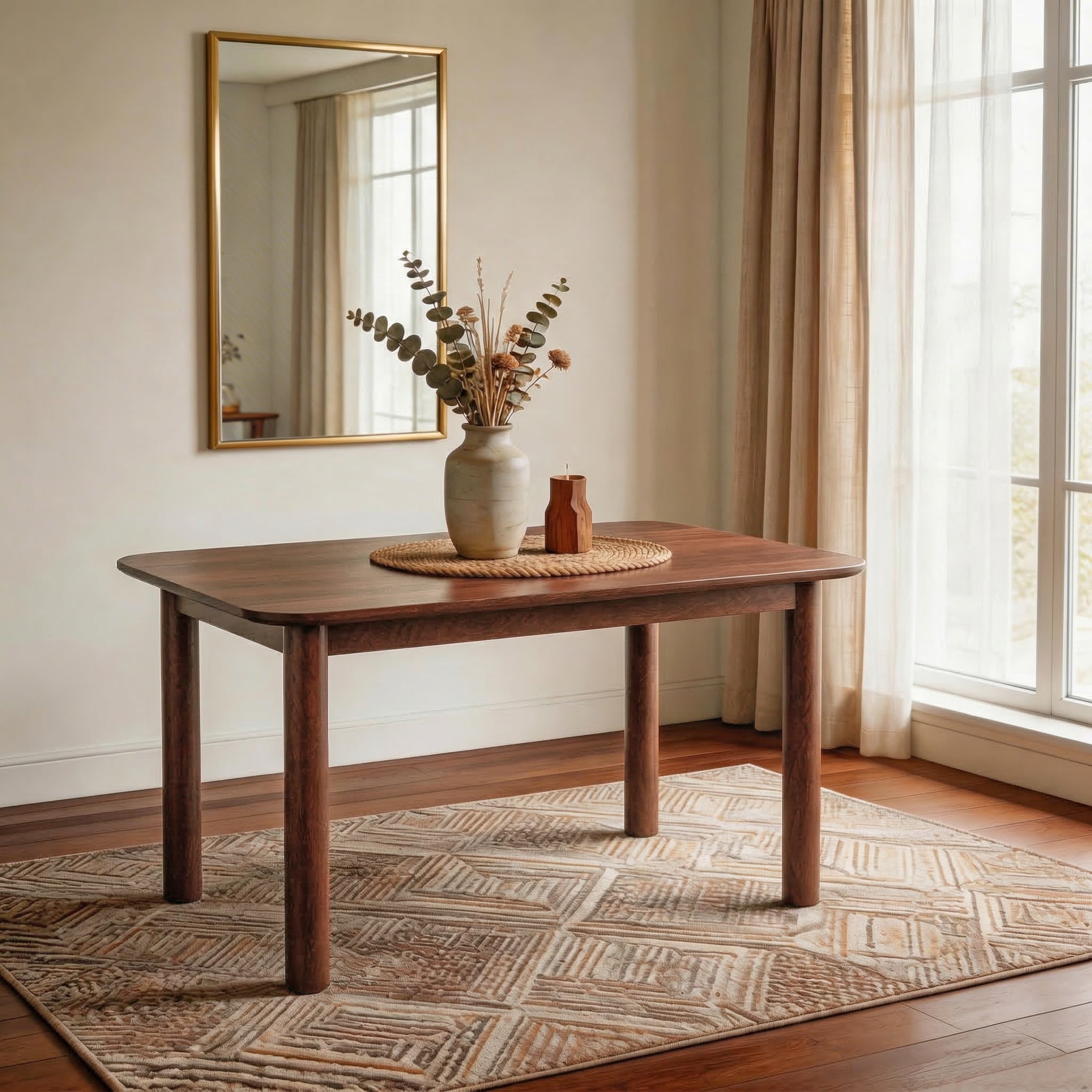 Dane Solid Wood 6 Seater Compact Dining Table In Honey Finish - Urban Ladder