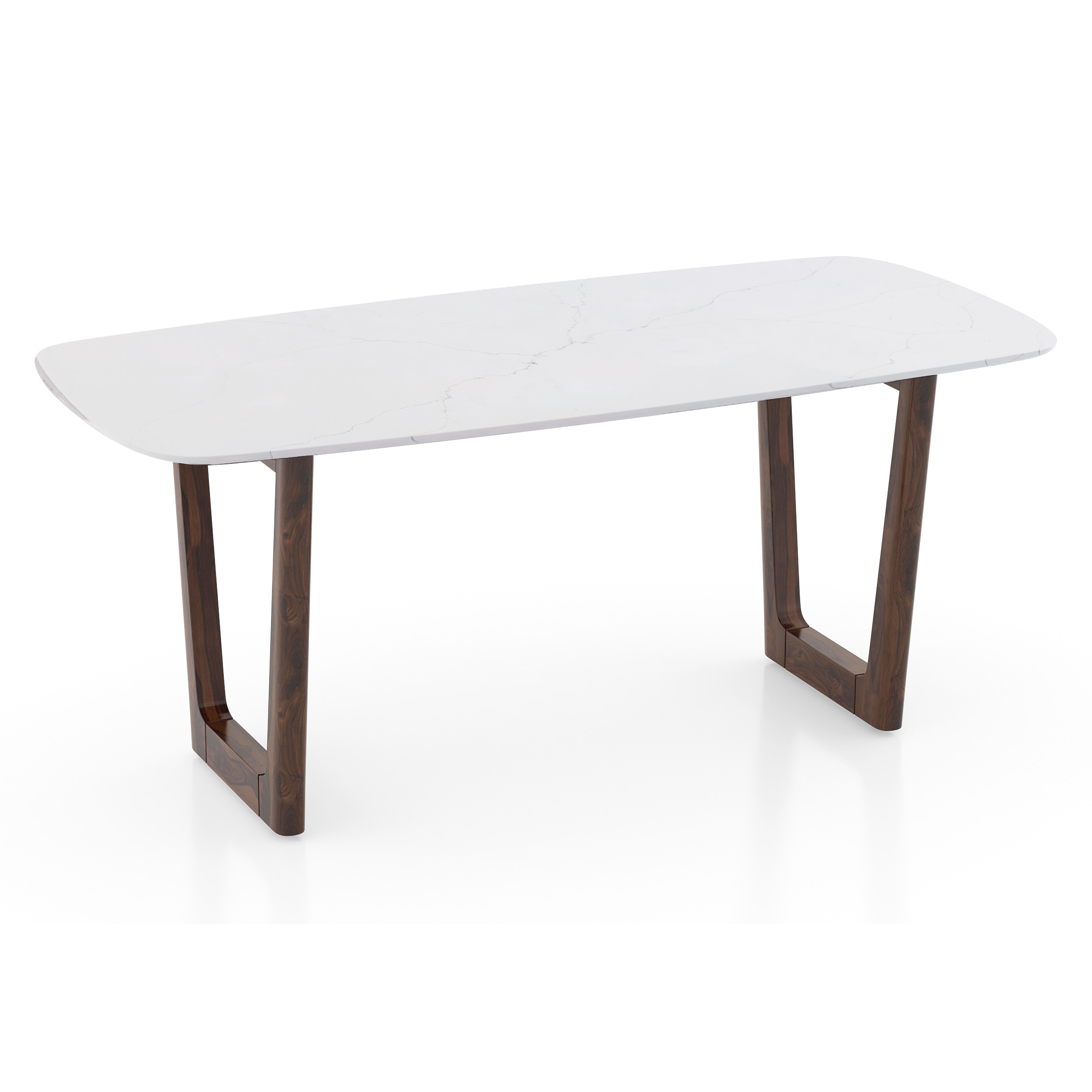 Adria Dining Table, Top- Karara Quitese With Set Of 6 Celia Accent Dining Chairs (Colour- Davos Plus, Finish- Carrara White)